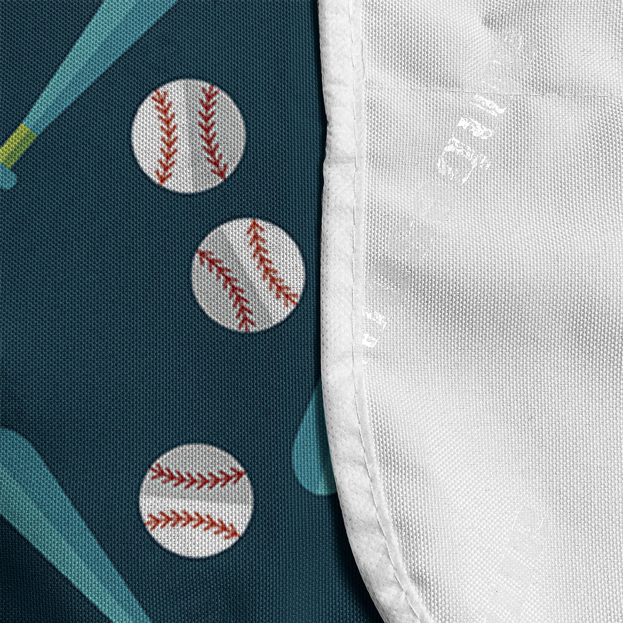 Ambesonne Baseball Microwave Cover - Water Resistant Kitchen Organizer with Pockets, Softball Theme Design with Bats & Balls (36