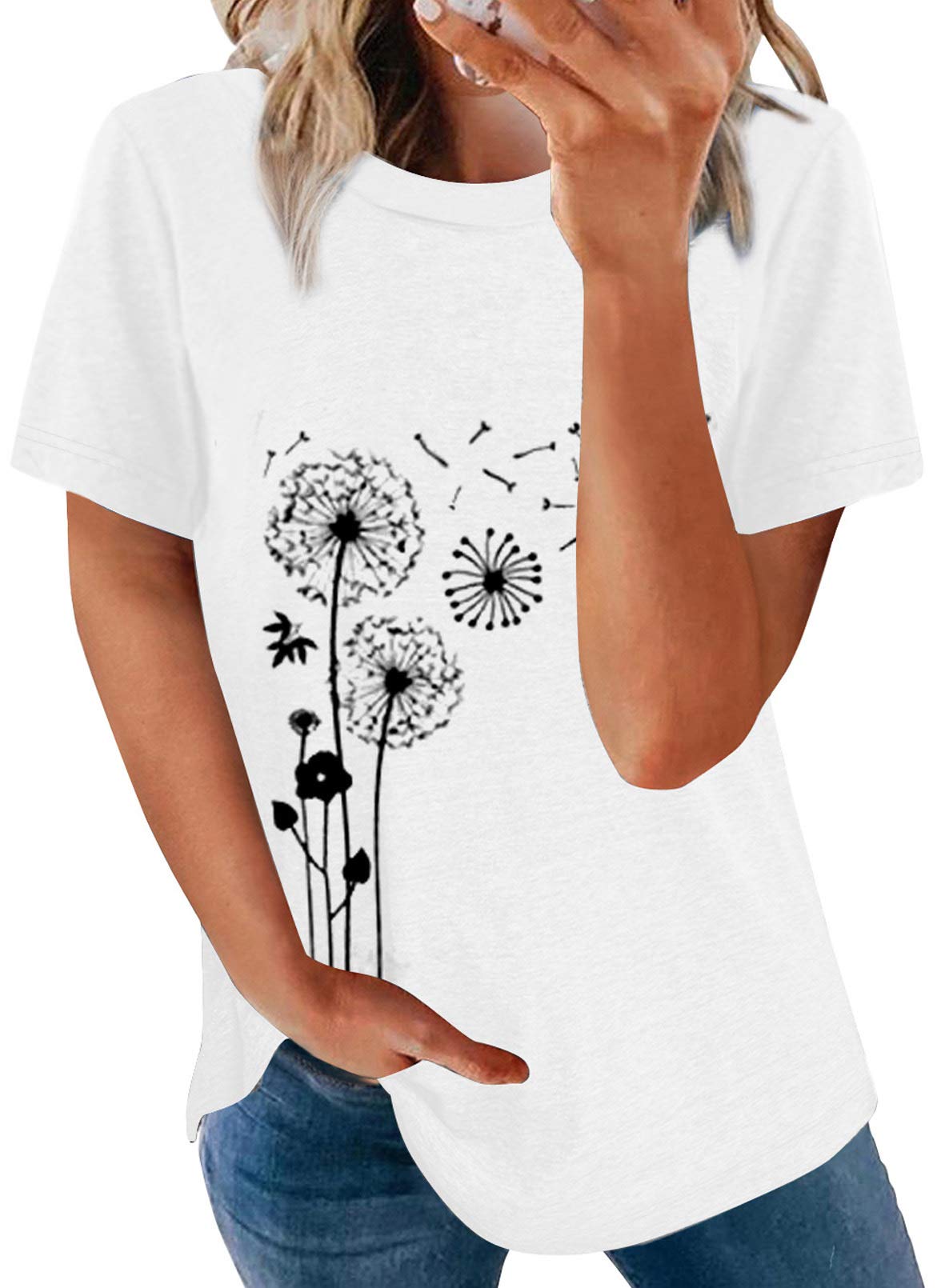 SHEWIN Women's Summer Tops - Casual Short Sleeve Loose Fit T-Shirt for Women | Breathable Comfort Tee for Outdoor Activities, Beach & Daily Wear