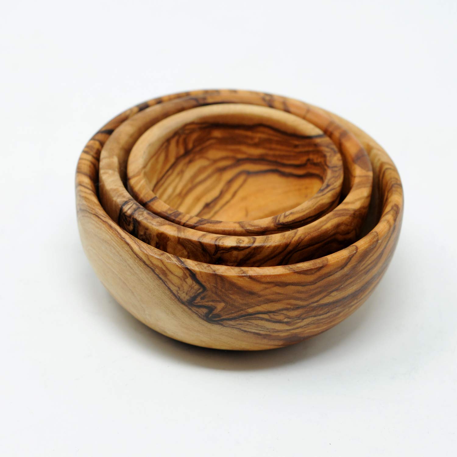 Premium Olive Wood Sushi Serving Set - 3 Nested Bowls, 11