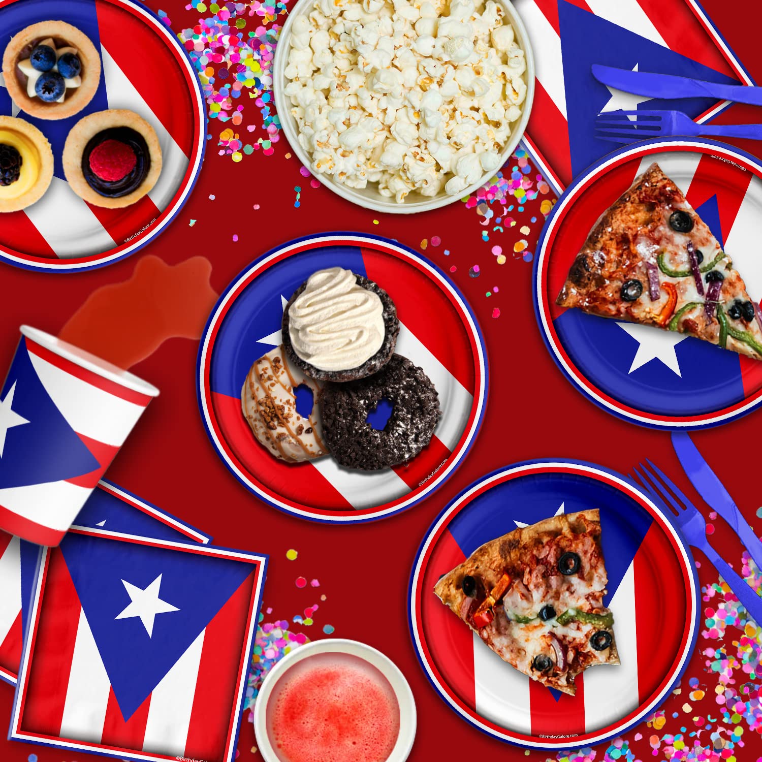 Puerto Rico Flag Themed Birthday Party Supplies Set - 16-Piece Tableware Kit with Plates, Napkins & Cups for Patriotic Celebrations & National Events