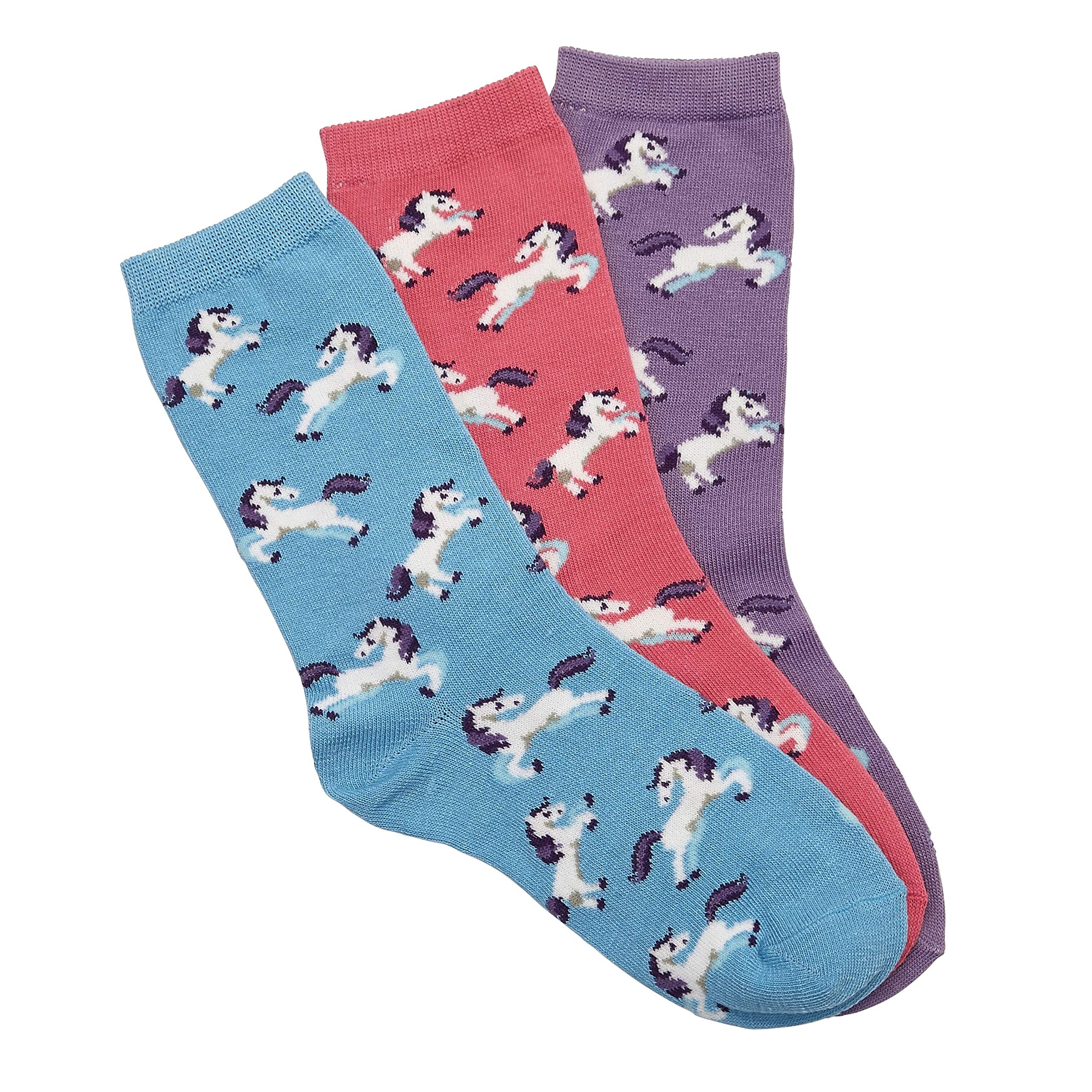 AWST International Women's Pink Dancing Ponies Crew Socks - Fun Novelty Socks for Dance, Gifts, and Everyday Wear