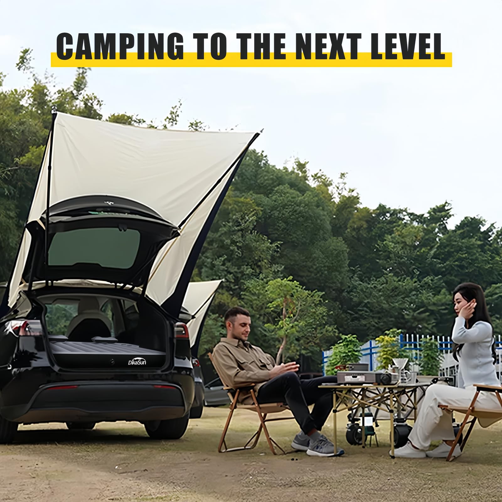 Tesla Model Y Inflatable Camping Mattress - Thickened SUV Air Bed with Built-in Pump & 2 Pillows | Portable Travel Sleeping Pad for Road Trips, Camping & Car Adventures