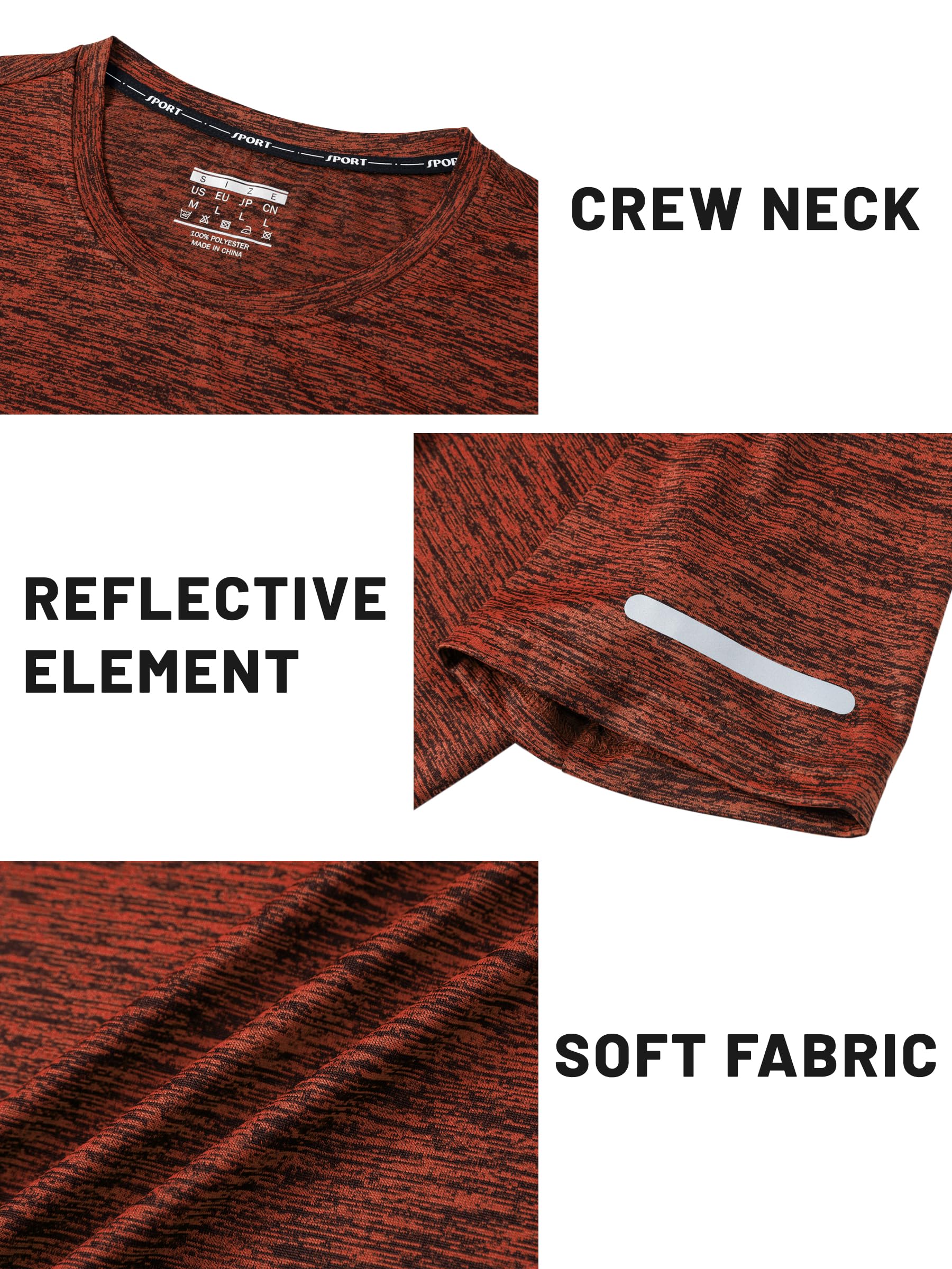 TACVASEN Men's Workout Shirts - Short Sleeve Athletic Dry Fit T-Shirts for Running, Gym & Training - Moisture Wicking Crewneck Tee for Active Lifestyle & Outdoor Sports