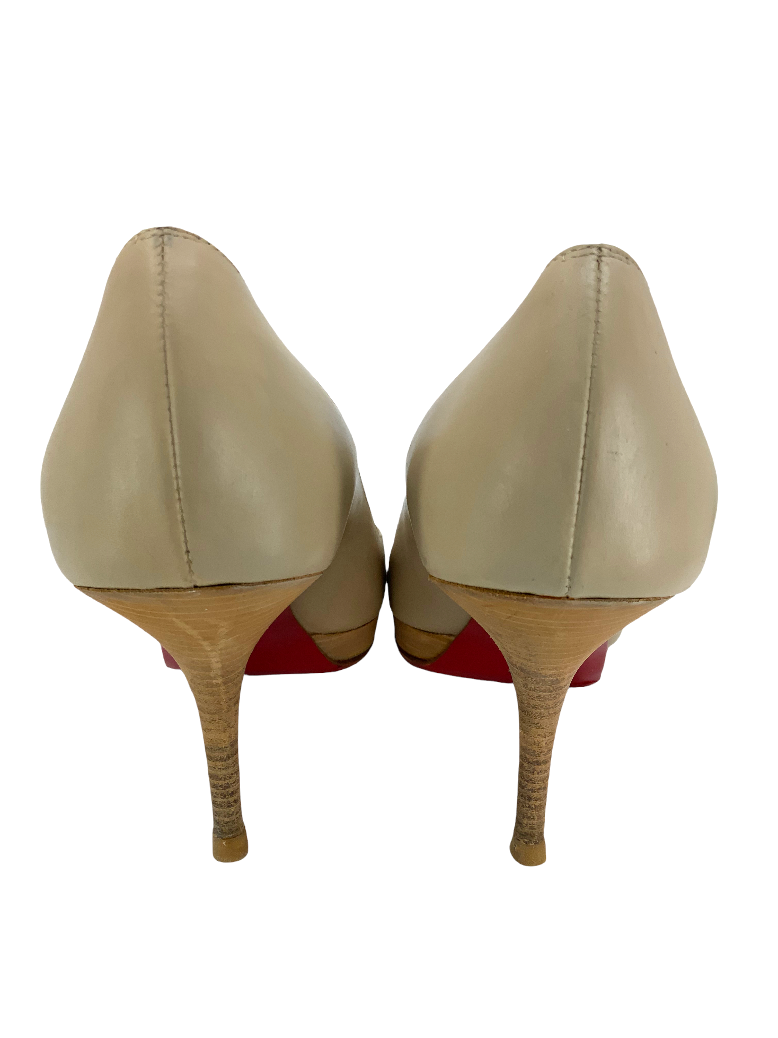 Christian Louboutin Women's Leather Wooden Heel Pumps - Size 9.5 US - Classic Pointed Toe Stiletto Heels for Wedding, Party & Evening Wear