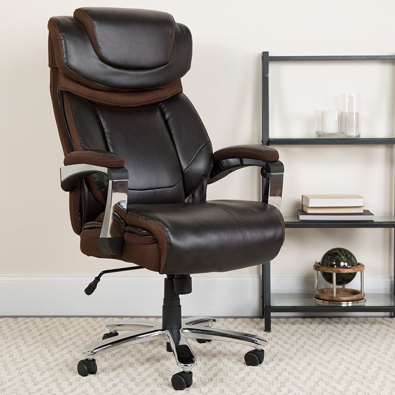 HERCULES Series Big & Tall 500 lb. Capacity Black LeatherSoft Executive Swivel Ergonomic Office Chair with Adjustable Headrest - Perfect for Home Office, Gaming, and Heavy-Duty Workspaces