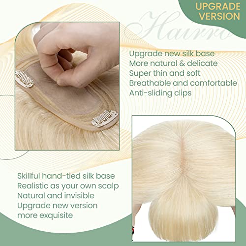 Clip in Human Hair Topper with Silk Base - Natural Looking Hairpiece for Thinning Hair - Perfect for Daily Wear, Special Occasions & Styling