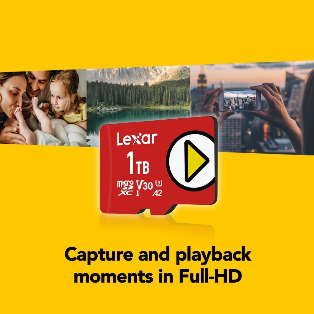 Lexar PLAY 1TB Micro SD Card - UHS-I, U3/V30/A2/C10, Up to 160MB/s Read Speed - Compatible with Nintendo Switch, Smartphones, Tablets - Perfect for Gaming, 4K Video & Mobile Storage (LMSPLAY001T-BNNAG)