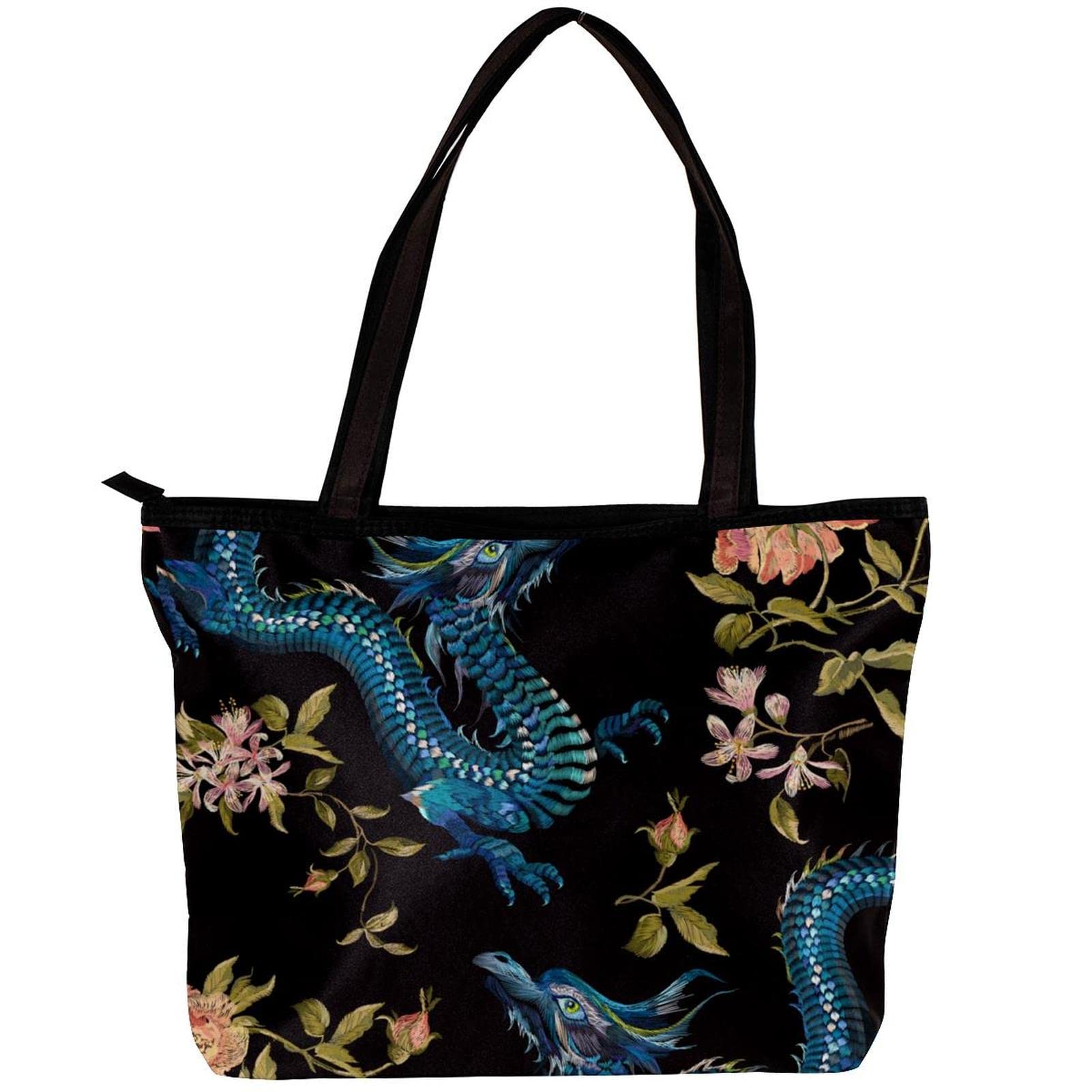 Stylish Women's Tote Shoulder Bag with Cute Dragon Print & Inner Pouch - Perfect for Work, Travel, Shopping & Daily Use