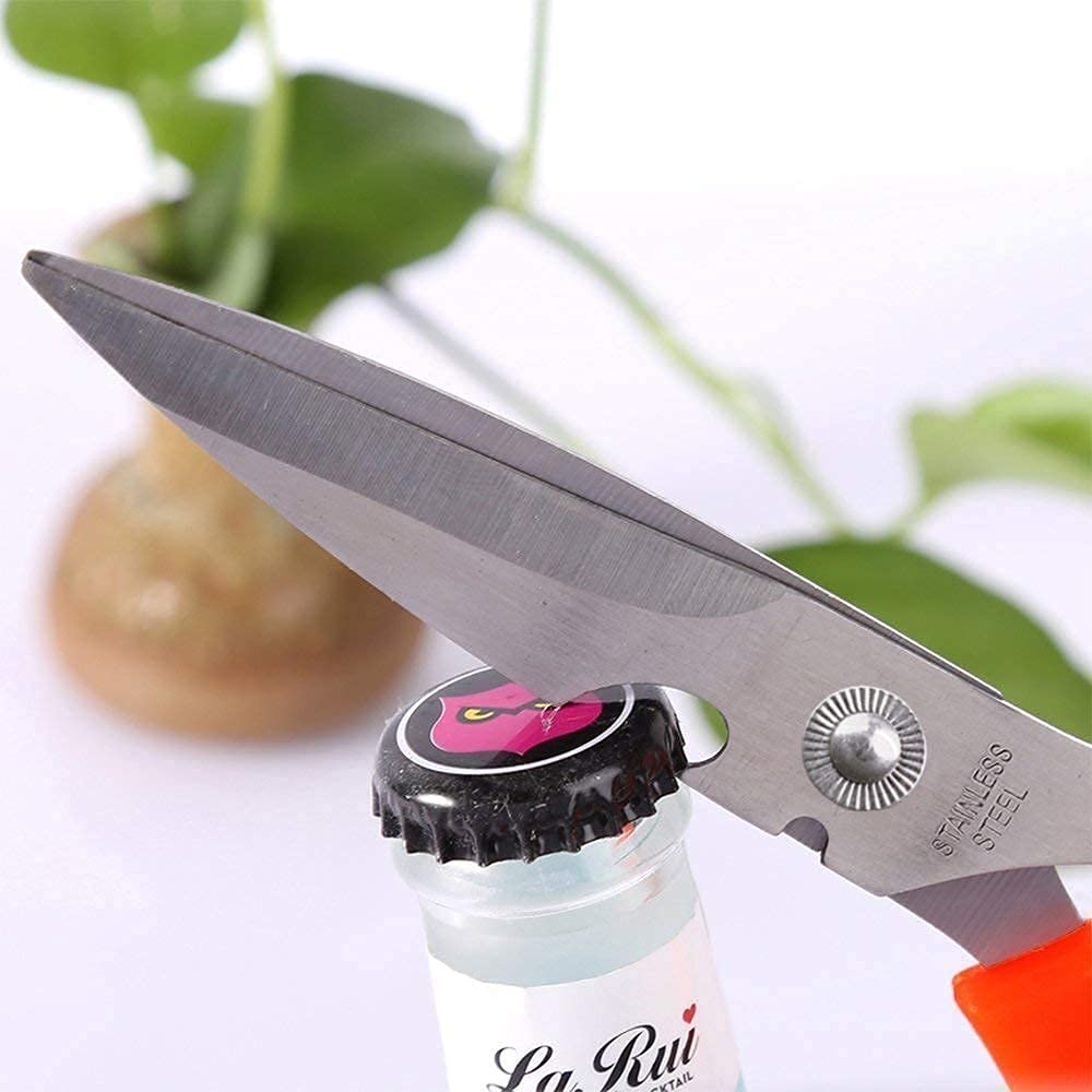 Multipurpose Stainless Steel Kitchen Scissors - Heavy Duty Household & Garden Shears with Bottle Opener, Fish Scale Remover, Nut Cracker - Perfect for Cooking, Seafood, Poultry, and DIY Projects