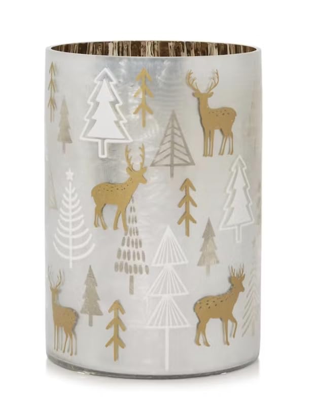 Yankee Candle Holiday Winter Gold Large Flickering Jar Candle Holder - Elegant Home Decor for Christmas, Winter Parties & Cozy Evenings
