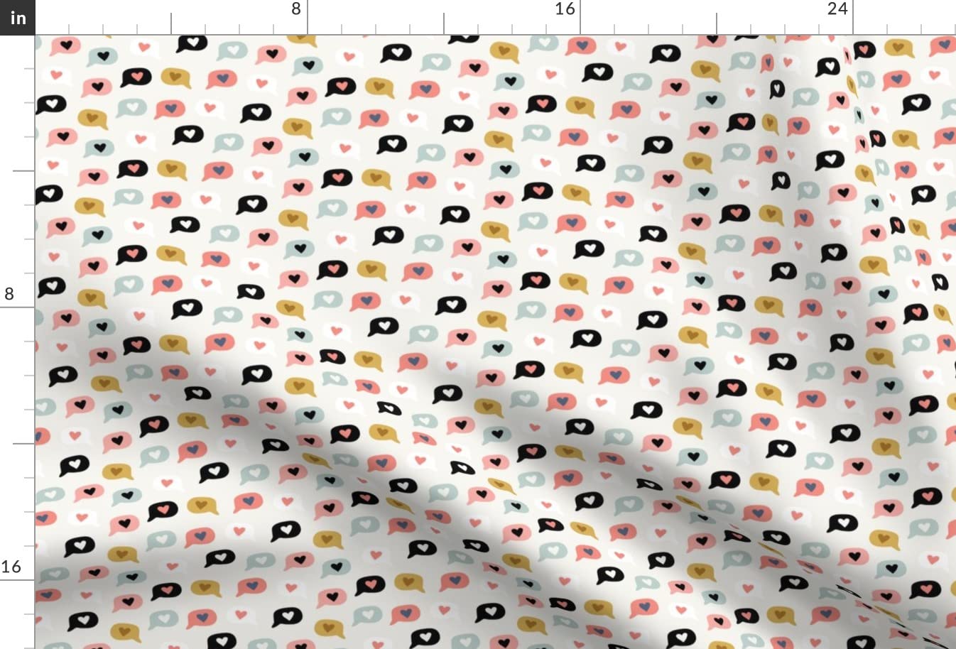 Doodle Speech Bubbles Heart Bubble Love Valentines Day Printed Velvet Fabric - Upholstery & Apparel Material for Home Decor, DIY Crafts, and Fashion Projects | Fat Quarter Size for Sewing, Quilting, and Creative Designs