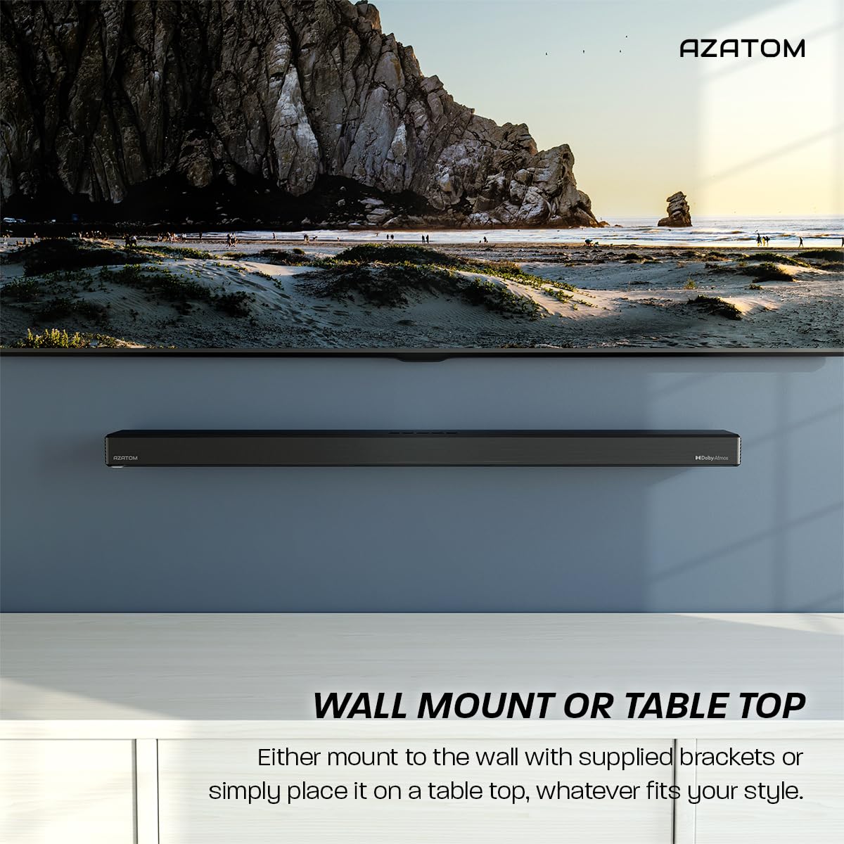 AZATOM Pulsar PR500 Dolby Atmos Soundbar with Wireless Subwoofer - 240W 2.1.2 Channel High Resolution Surround Sound System for Home Theater | HDMI eARC/ARC, Optical, Bluetooth Connectivity | Perfect for Movies, Gaming & Music Streaming