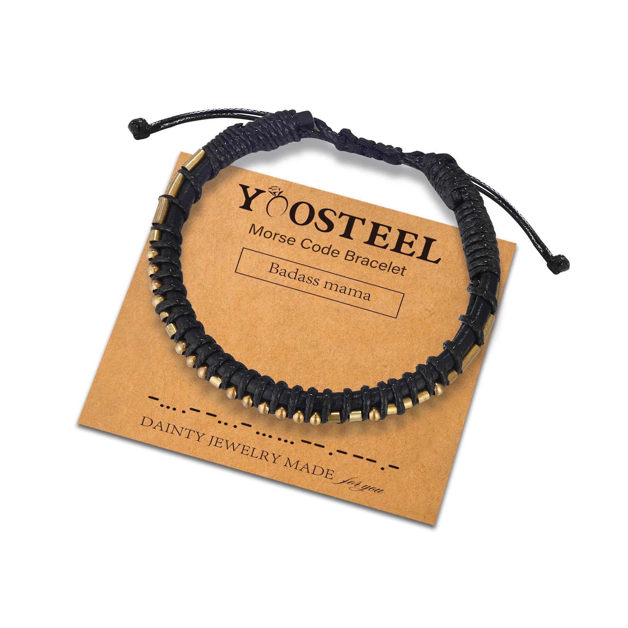 Yoosteel Adjustable Leather Morse Code Bracelet for Women & Men - Inspirational Friendship & Birthday Gift Jewelry - Perfect for Daily Wear, Gifts, and Special Occasions