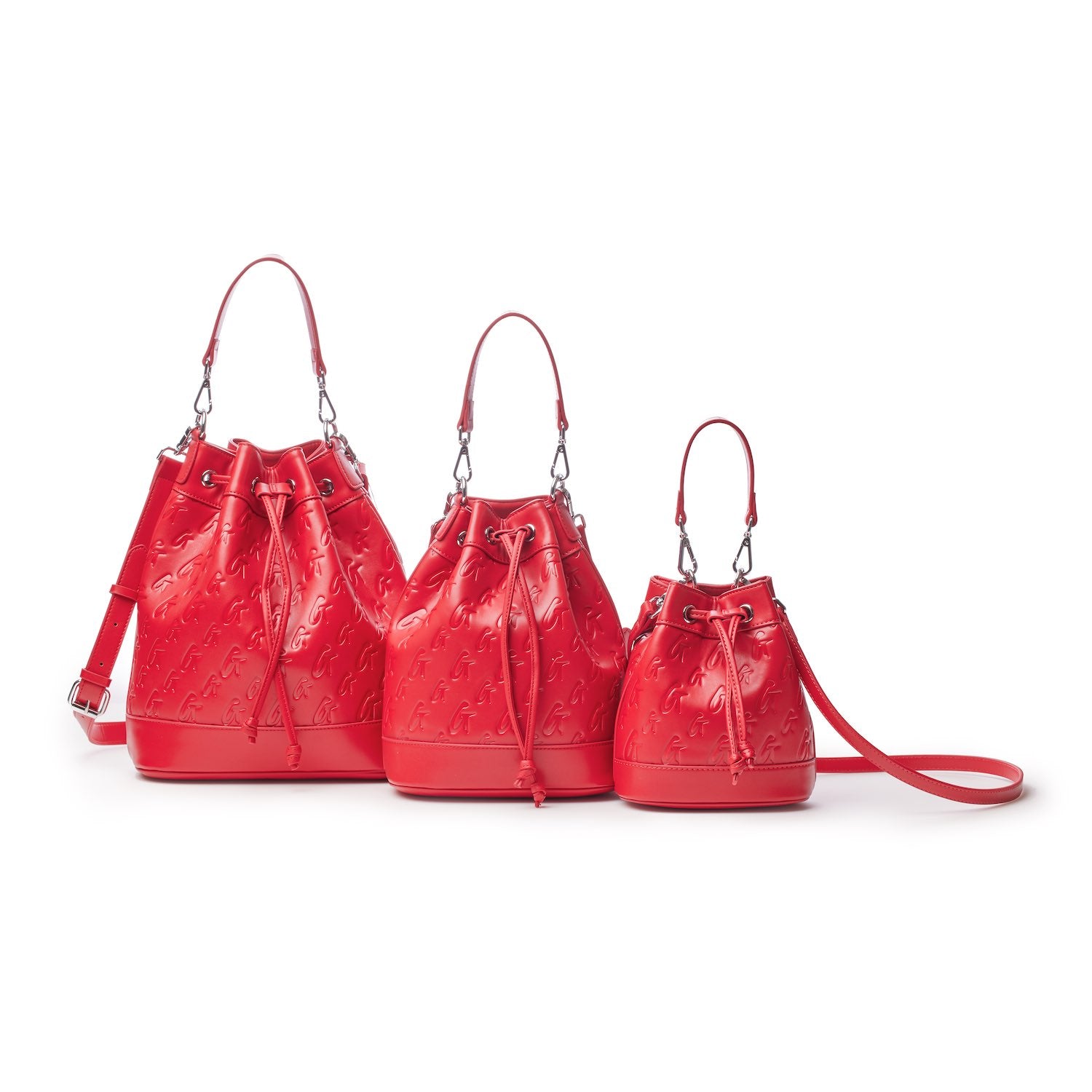 Large Monogram Bucket Bag in Red - Stylish & Spacious Handbag for Women, Perfect for Travel, Shopping & Everyday Use
