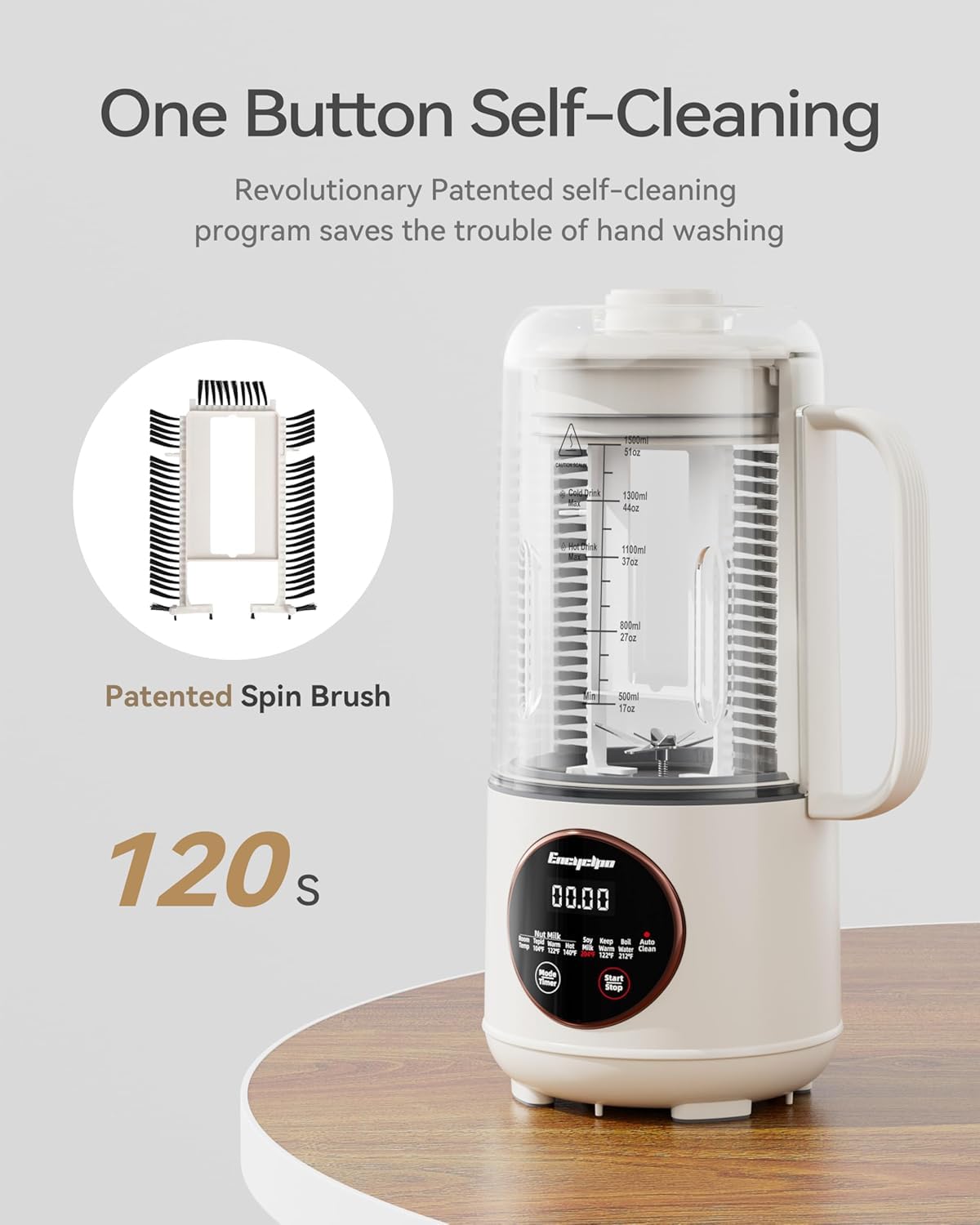 50oz Automatic Nut Milk Maker - Homemade Soy, Almond & Oat Milk Machine with Auto Clean, Boil & Keep Warm | Includes Spin Clean Brush & Nut Milk Bag | Perfect for Vegan, Dairy-Free & Keto Diets | Great for Breakfast Smoothies, Coffee Creamer & Healthy Snacks