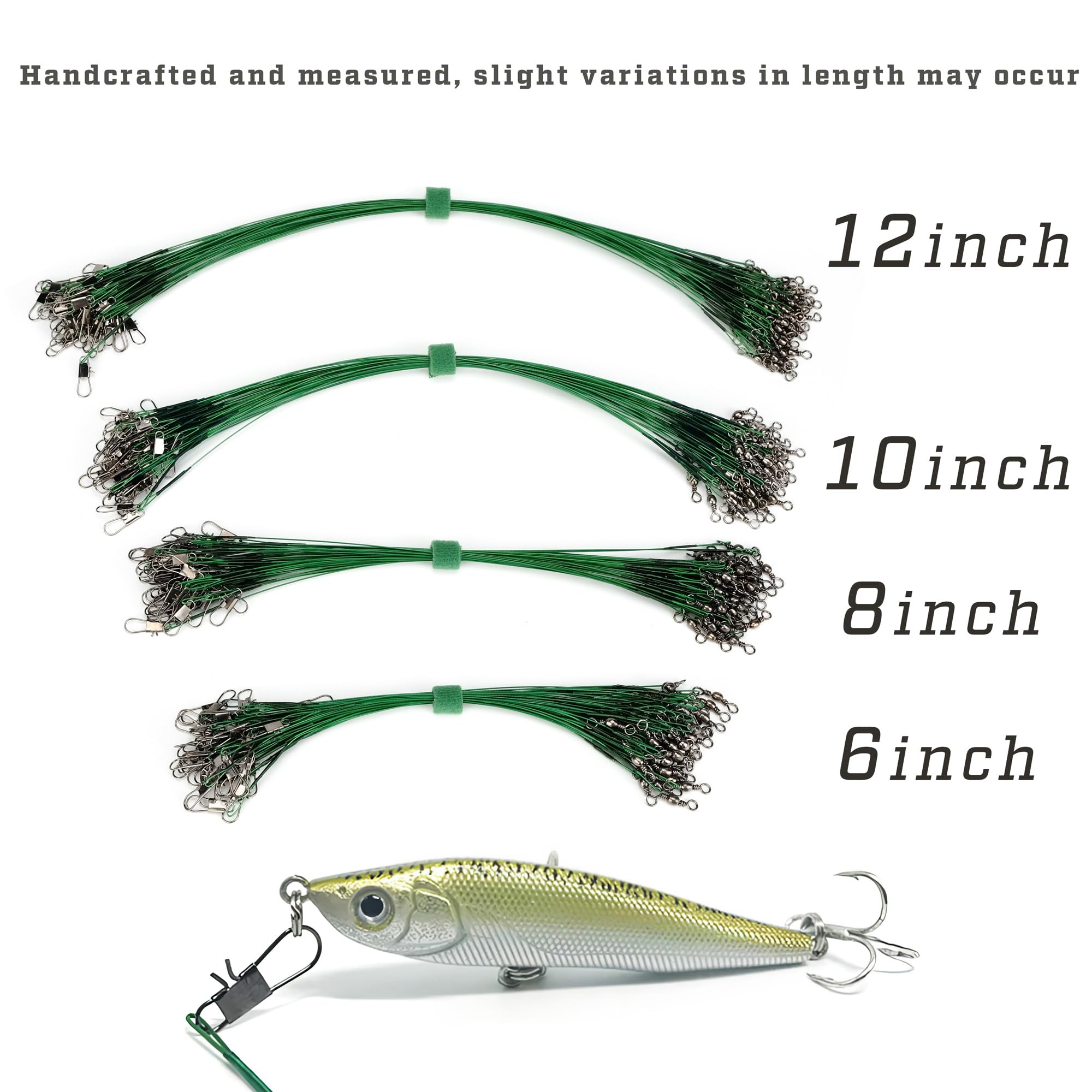 50pcs Nylon-Coated Fishing Wire Leaders with Swivels & Snaps - Stainless Steel Lure Trace Line for Bass, Trout & Saltwater Fishing | Freshwater & Saltwater Angling Accessories