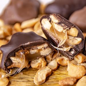 Wockenfuss Candies Cashew Caramel Patties - Delicious Milk & Dark Chocolate Covered Treats - 1lb Bag - Perfect for Gifts, Parties & Snacking