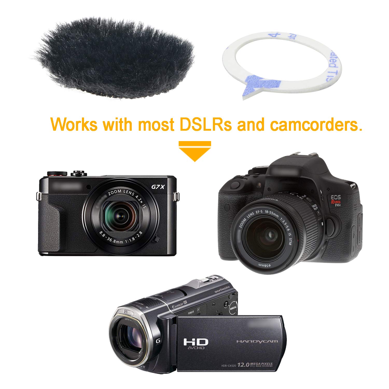 Professional Camera Mic Windscreen Dead Cat - 8 Pack Furry Wind Muff Cover for Canon G7X Mark II, Sony, Samsung DSLR Microphones - Perfect for Outdoor Vlogging, Interviews & Wind Noise Reduction