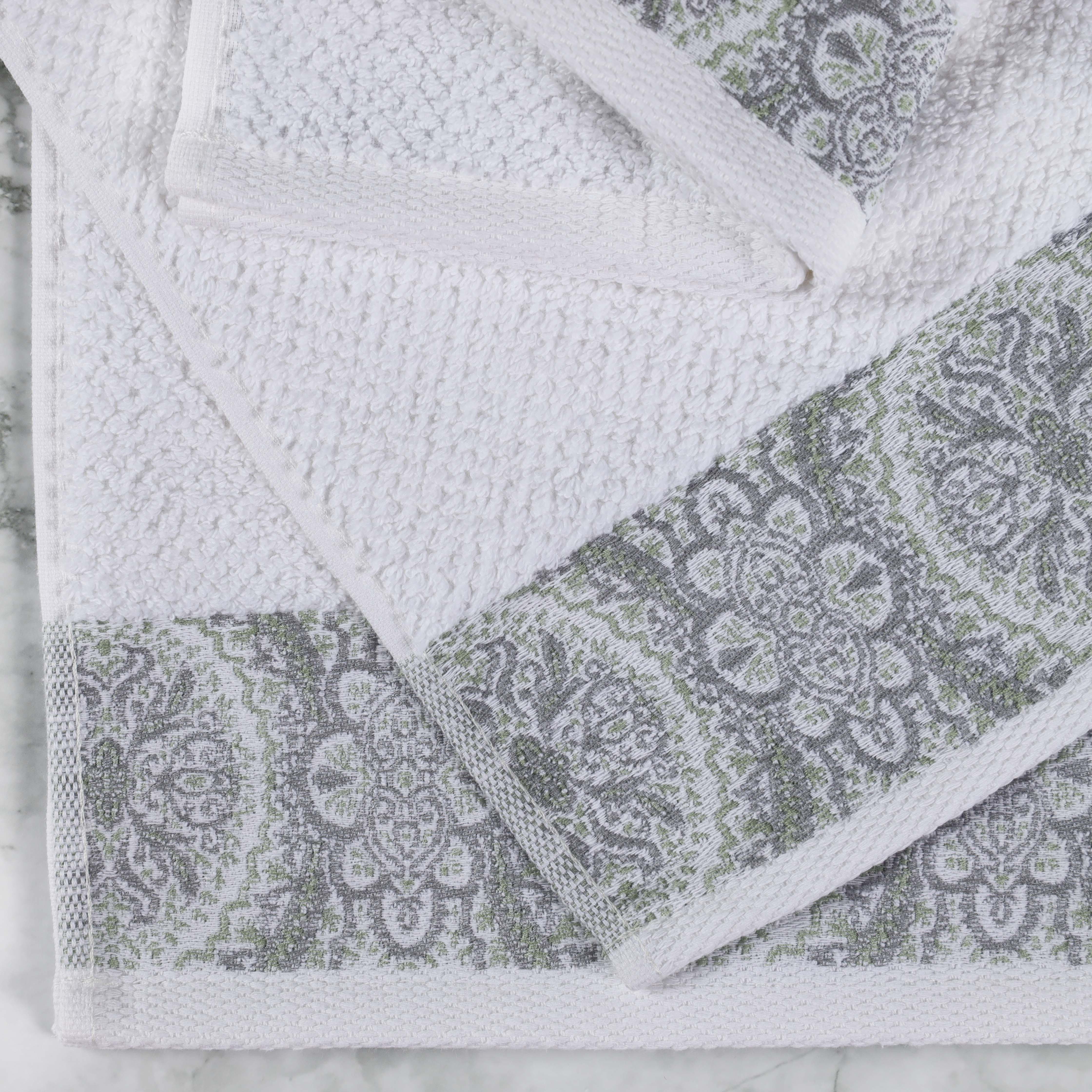 Premium Medallion Cotton Jacquard Textured 3-Piece Bath Towel Set - Soft & Absorbent Luxury Towels for Spa, Bathroom & Guest Use