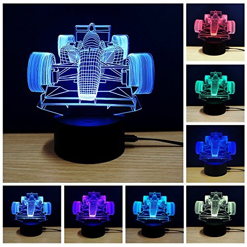 I-VOM 3D LED Night Light with 7 Color Changing Modes - USB Rechargeable Desk Lamp for Kids Bedroom, Nursery, Home Decor (Sport Car Design) - Perfect for Nighttime Reading, Safety Lighting & Children's Room Decoration