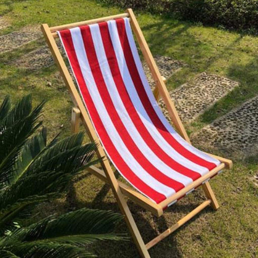 Wooden Folding Deck Chair - Portable Reclining Lounge Chair for Balcony, Beach, Poolside & Patio | Adjustable Zero Gravity Sun Lounger with Collapsible Design | Perfect Outdoor Relaxation for Backyard, Camping & Vacation