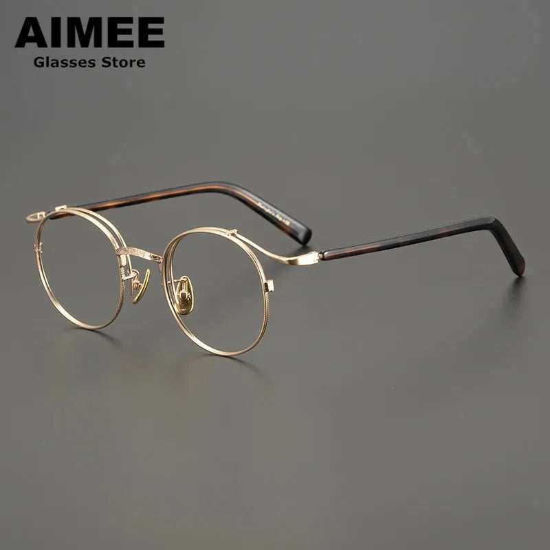 Aimee Unisex Full Rim Round Titanium Eyeglasses Frame 14044 - Lightweight & Durable Eyewear for Men & Women | Perfect for Reading, Working & Daily Wear