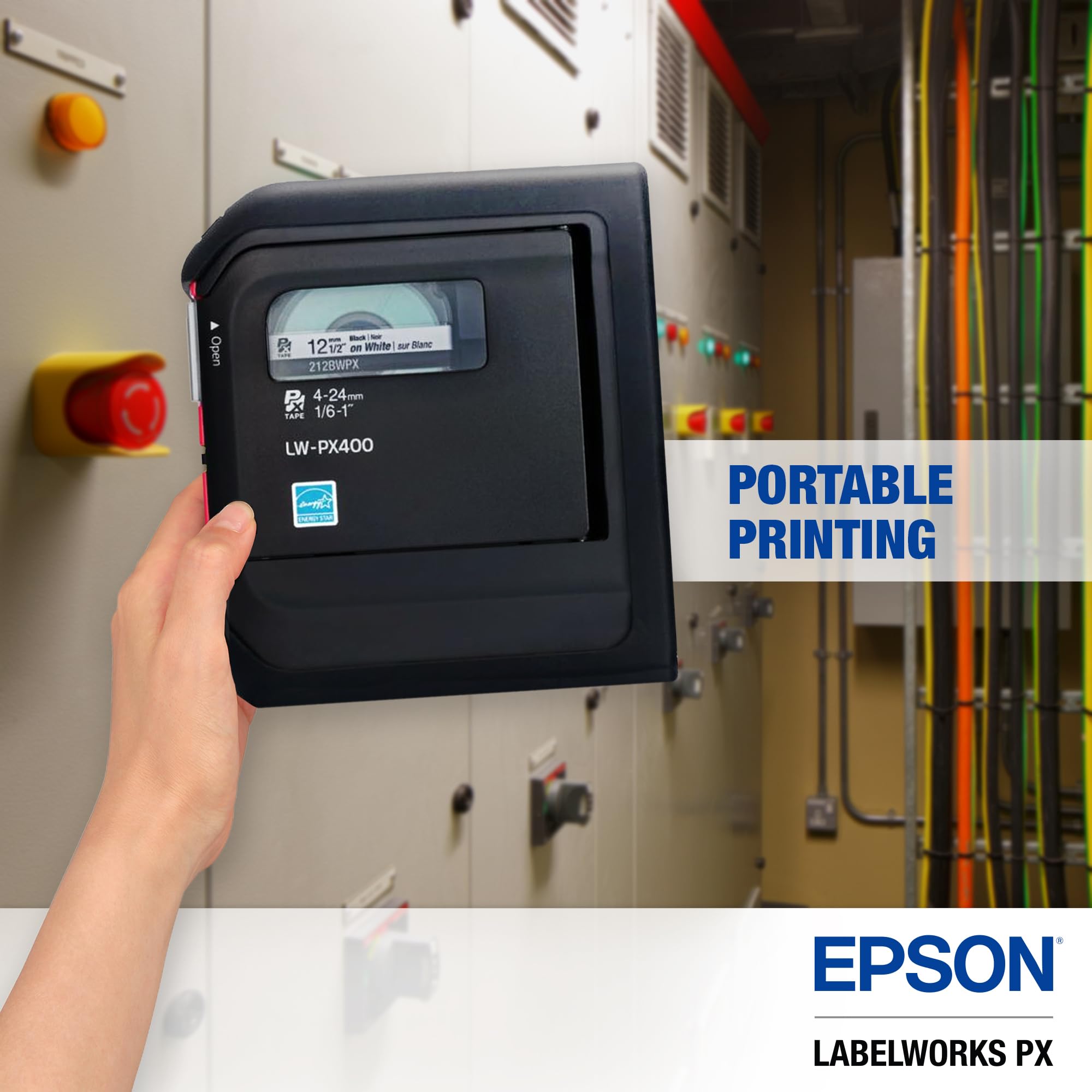 LABELWORKS Epson LW-PX400 Industrial Label Maker Kit - Complete Wireless Label Printer with Accessories, Shrink Tube & Self-Laminating Wrap | Portable for Warehouse, Office & Home Organization | Barcode, Cable & Asset Labeling Solution