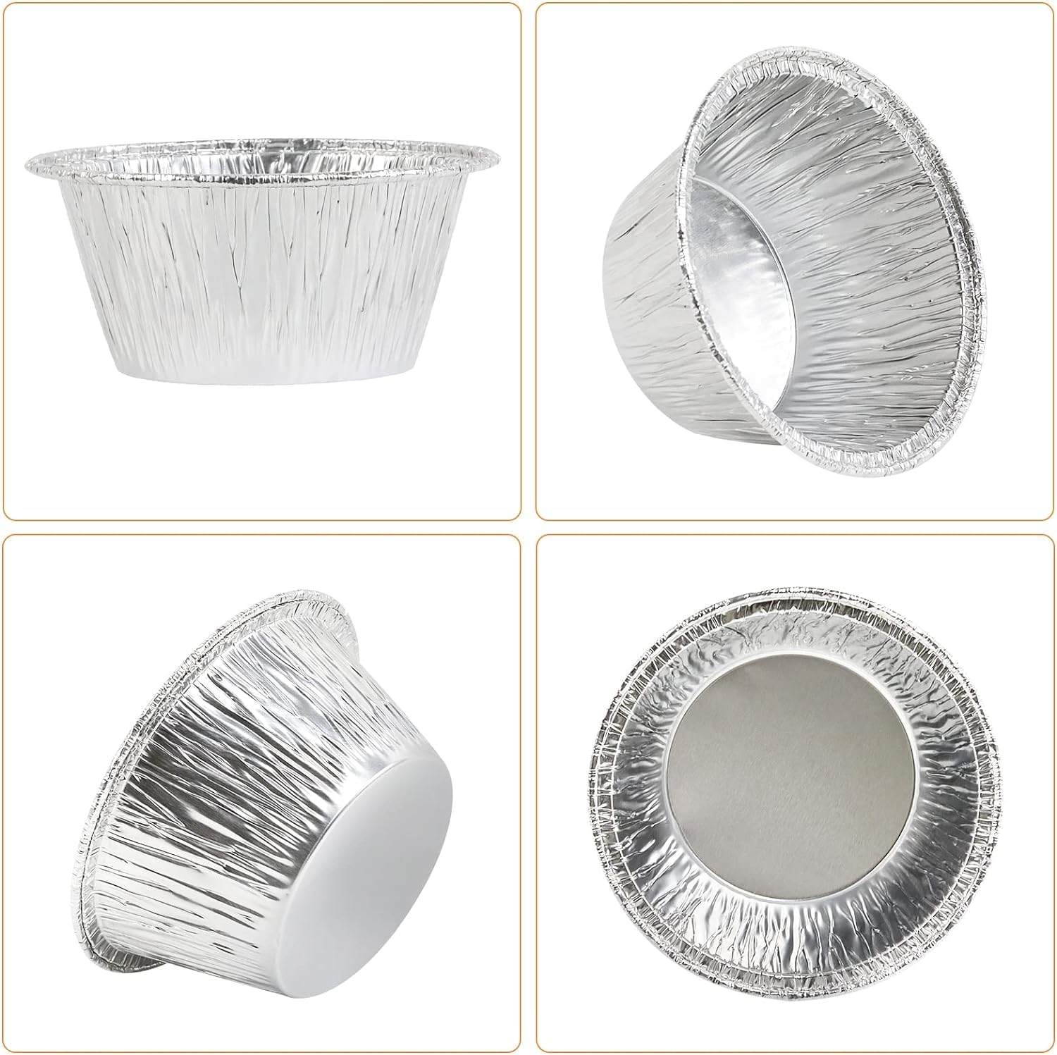 Kunya® 100-Piece Aluminum Foil Disposable Baking Cups - Round Muffin, Cupcake & Choco Lava Cake Tin Molds for Perfect Baking | Ideal for Home, Party & Commercial Use