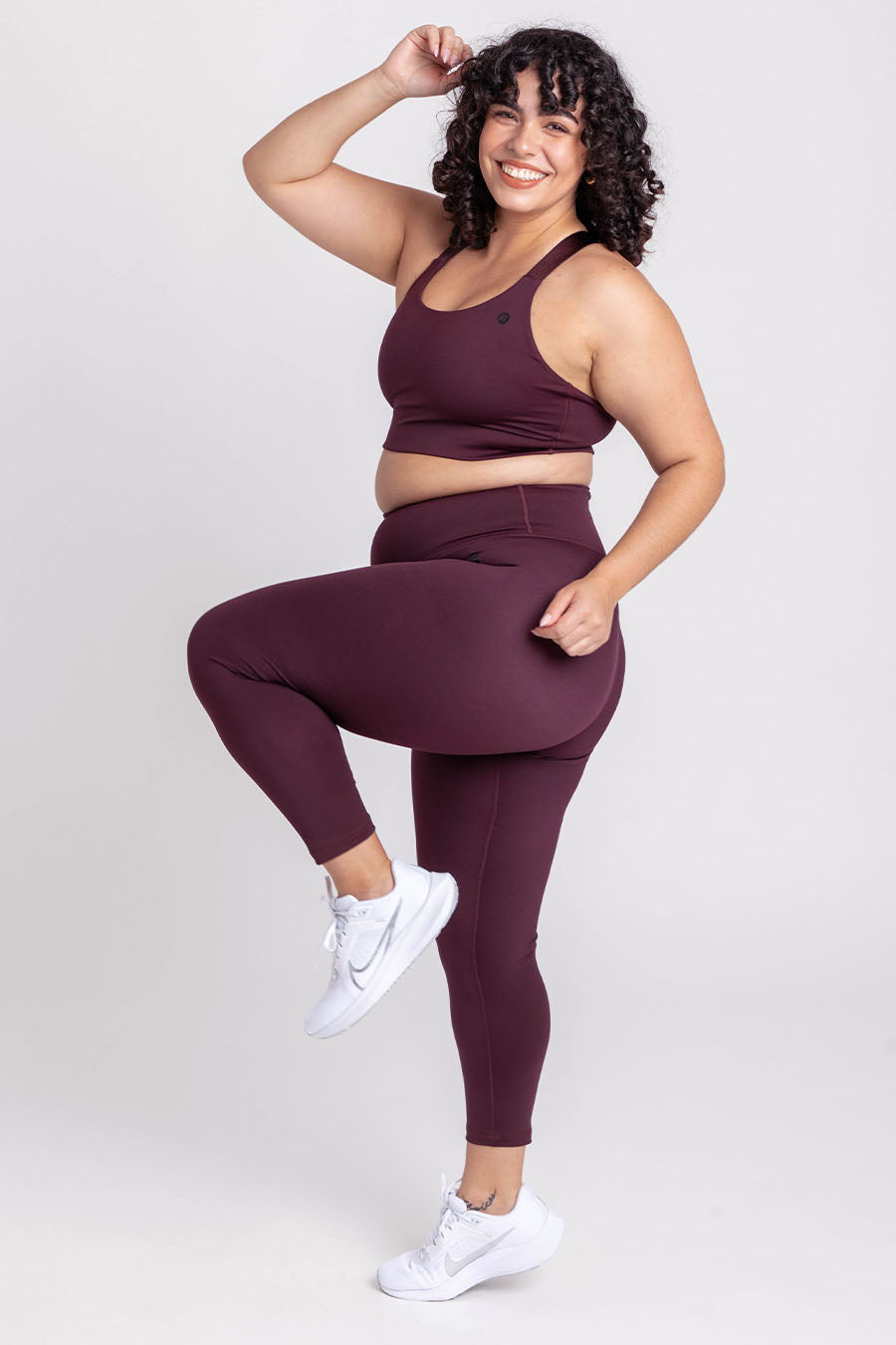 Essential High Waist 7/8 Workout Leggings for Women - Comfortable & Stretchy Yoga Pants in Wine Red - Perfect for Gym, Running, and Lounge Wear