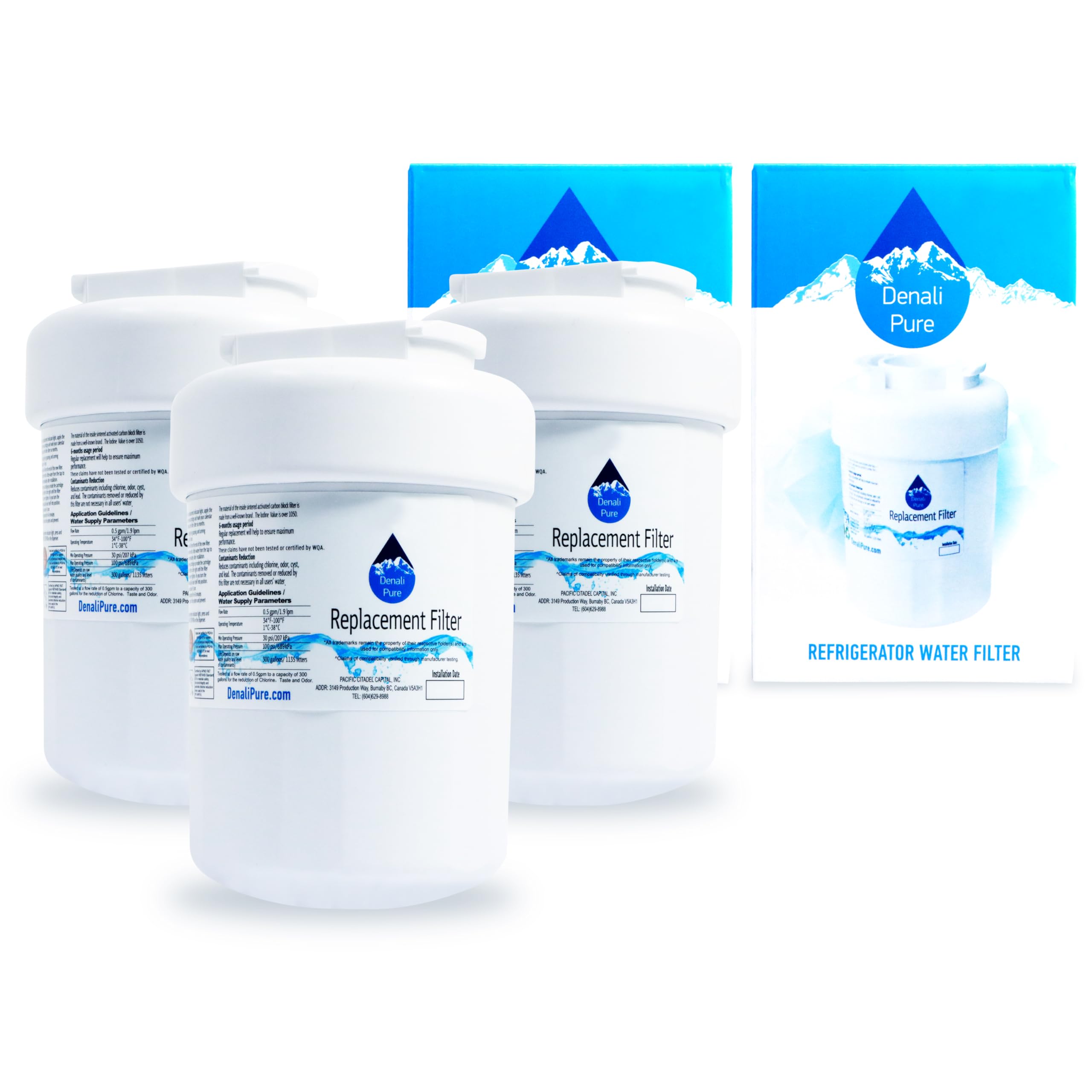 3-Pack GE DSHF6VGBCCWW Refrigerator Water Filter Replacement - Compatible with GE MWF & MWFP Fridge Filters | Pure Water for Drinking, Ice Maker & Coffee Machine