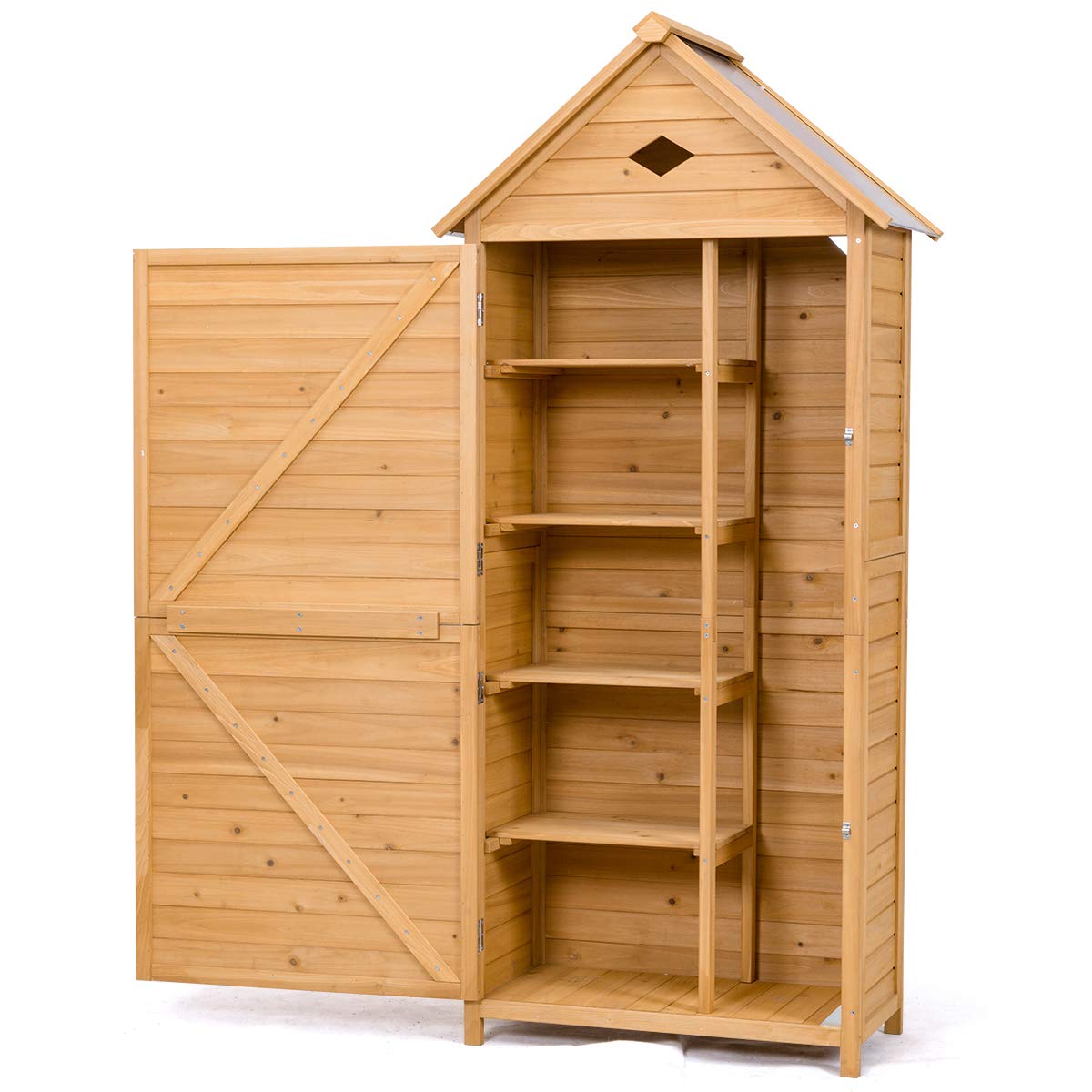 SAFSTAR Outdoor Storage Shed for Garden Tools - Durable Wooden Patio Shed with Gable Roof & Secure Metal Latches - Perfect for Backyard, Lawn Equipment & Seasonal Storage