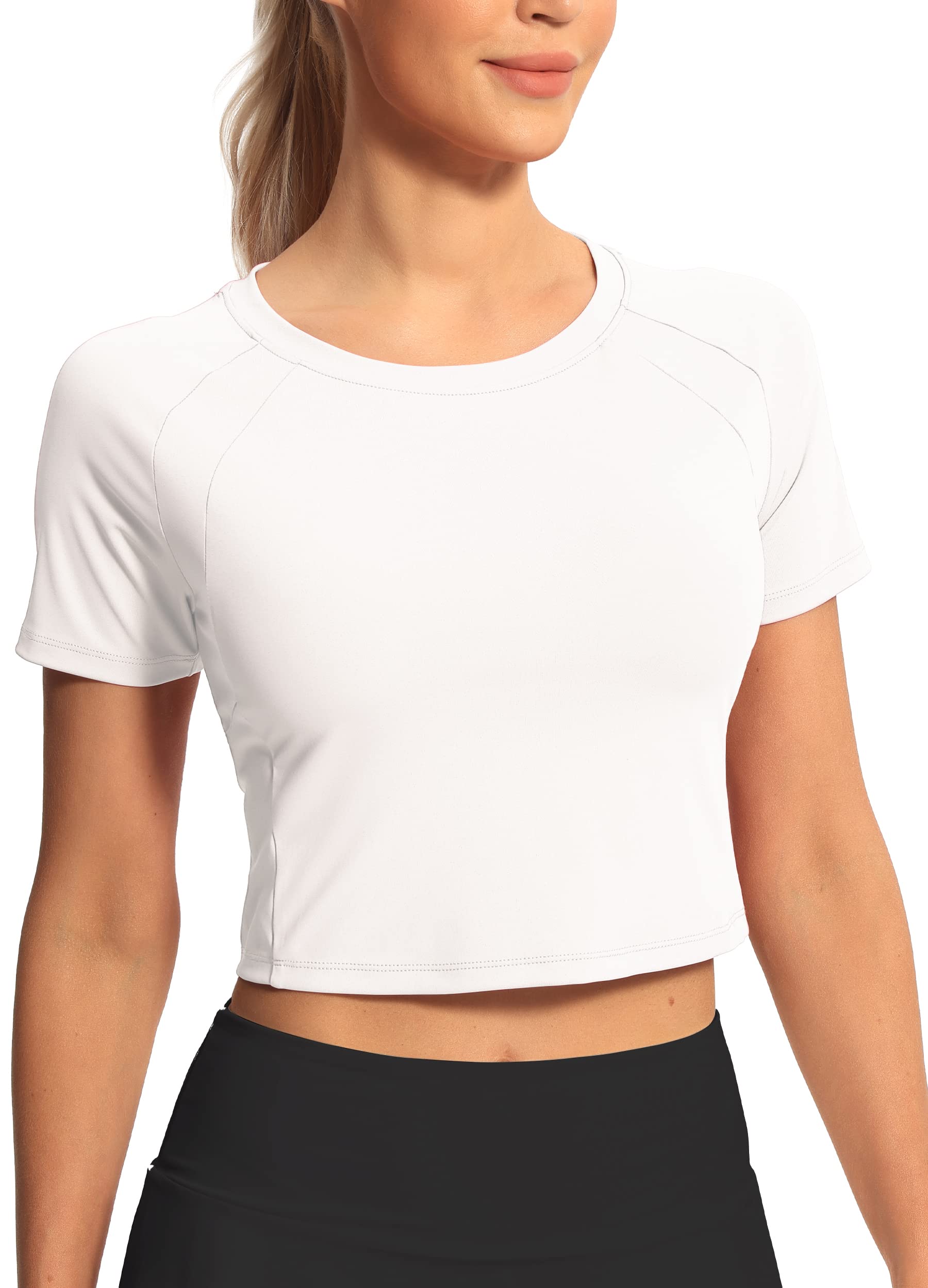 Hiverlay Women's Short Sleeve Workout Tops - Breathable Gym Shirts for Yoga, Running & Fitness - Athletic Cropped T-Shirt for Casual Wear & Active Lifestyle