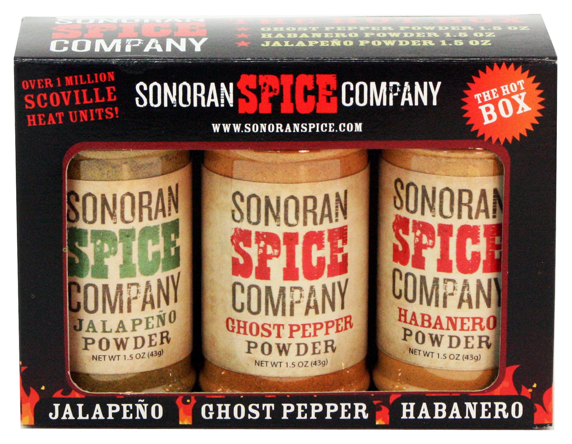 Sonoran Spice Ghost Pepper, Habanero, Jalapeno Powder Hot Box - Premium Chili Powder Blend for Cooking, Grilling & Spicy Recipes