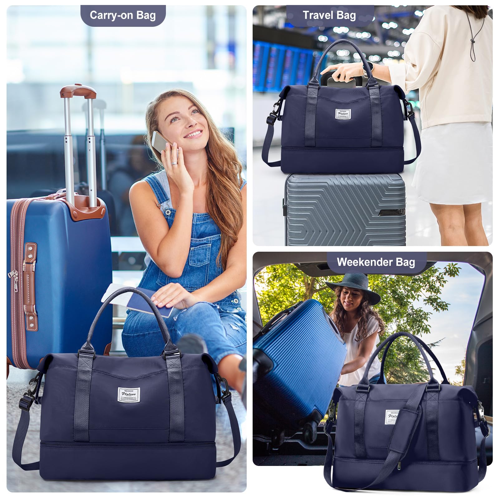 Best Travel Duffel Bag with Shoe Compartment - Women's Weekender Overnight Bag for Gym, Work & Airplane Carry-On | Perfect for Business Trips & Weekend Getaways