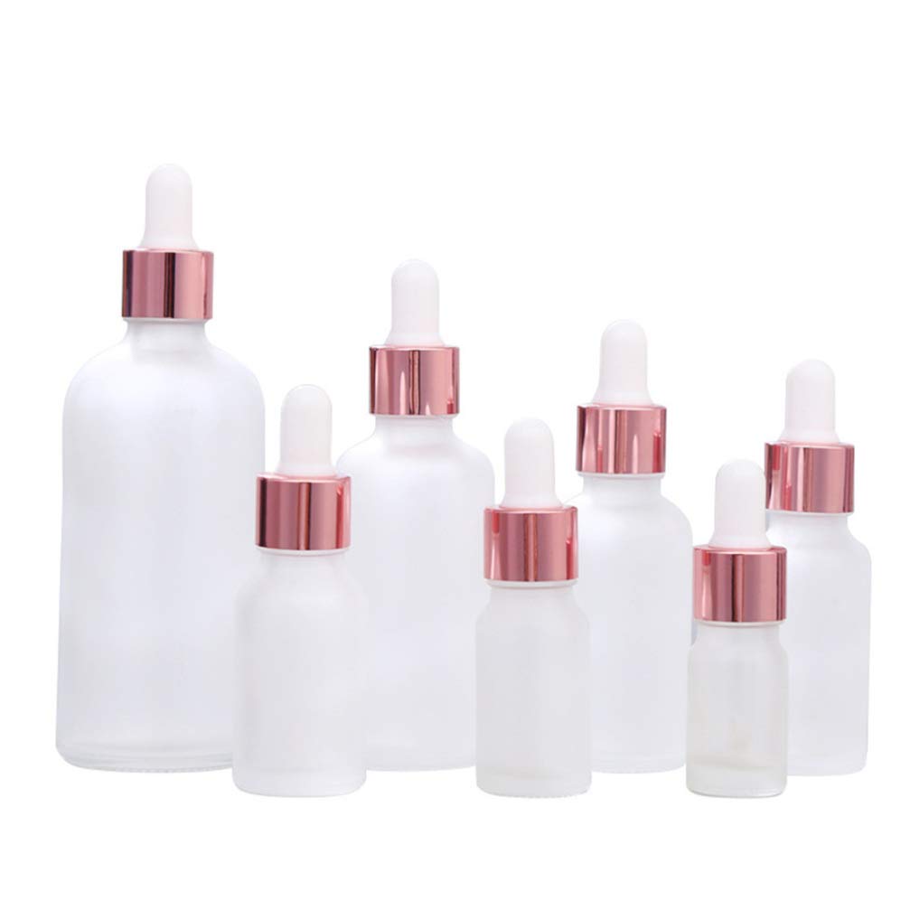 5pcs Travel-Sized Glass Dropper Bottles for Essential Oils & Cosmetics - Leak-Proof Refillable Containers with Eye Droppers - Perfect for DIY Skincare, Aromatherapy & Travel Toiletries
