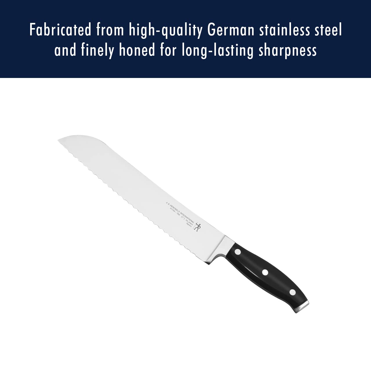 HENCKELS Forged Premio 8-inch Stainless Steel Bread Knife - Sharp & Durable for Slicing Bread, Cake & Pastries - Perfect for Home Kitchens & Bakeries