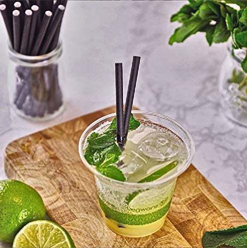 100 Black Biodegradable Paper Straws - Eco-Friendly Drinking Straws in Bulk for Parties, Weddings & Restaurants | Perfect for Cocktails, Smoothies, Milkshakes & Beverage Stirring