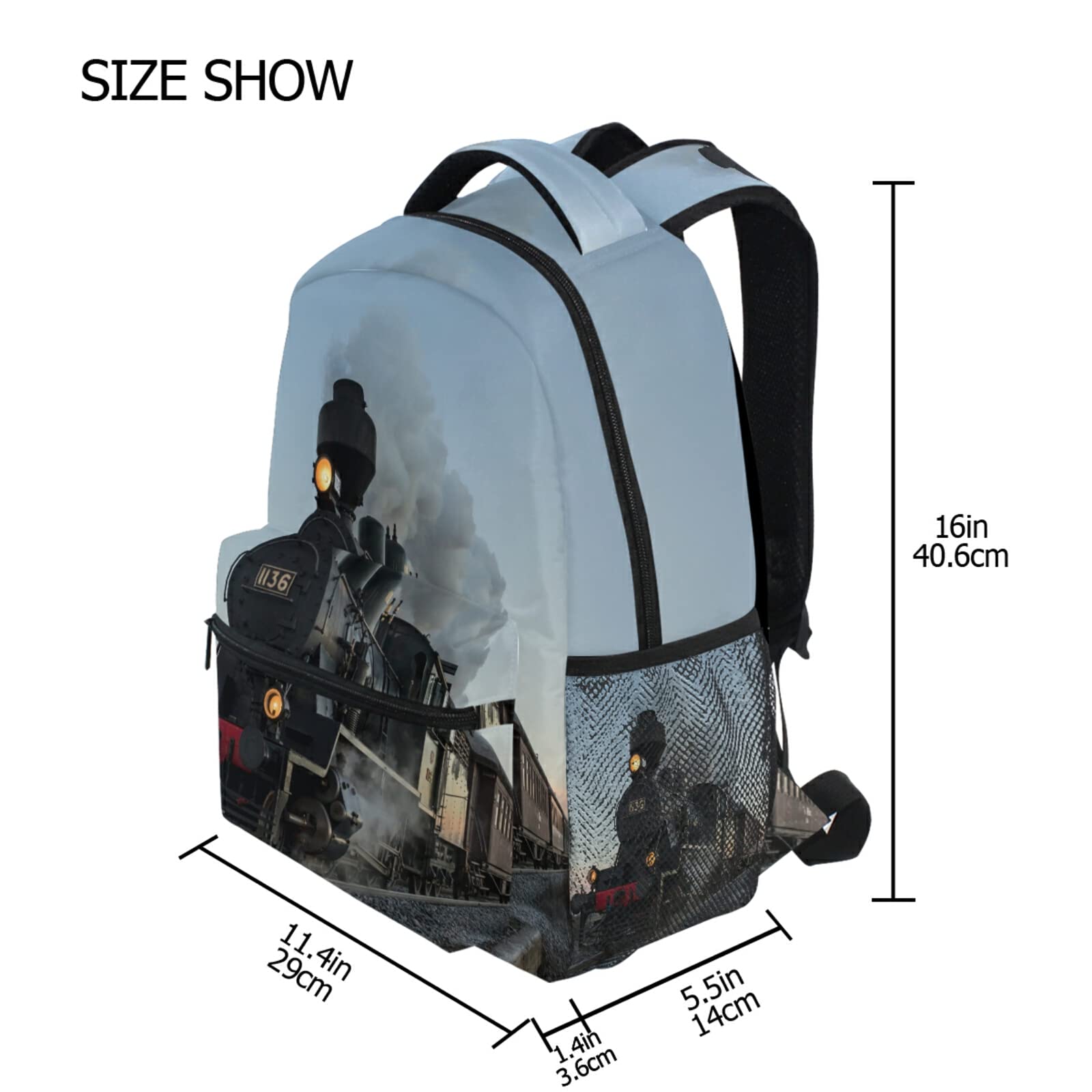 Stylish Locomotive Train Themed Backpack for Kids & Teens - Durable School Backpack with Laptop Compartment for Boys & Girls - Perfect for Travel, Camping & Daily Use