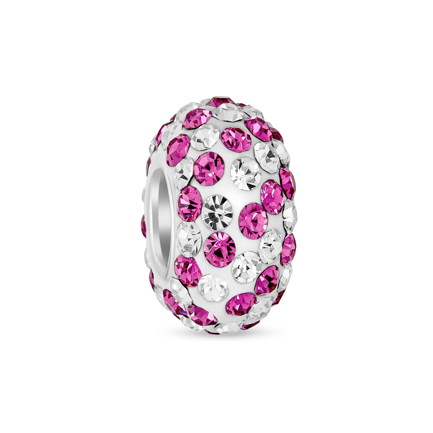 925 Sterling Silver Crystal Bead Charm for Bracelets - Women & Teens Jewelry Gift