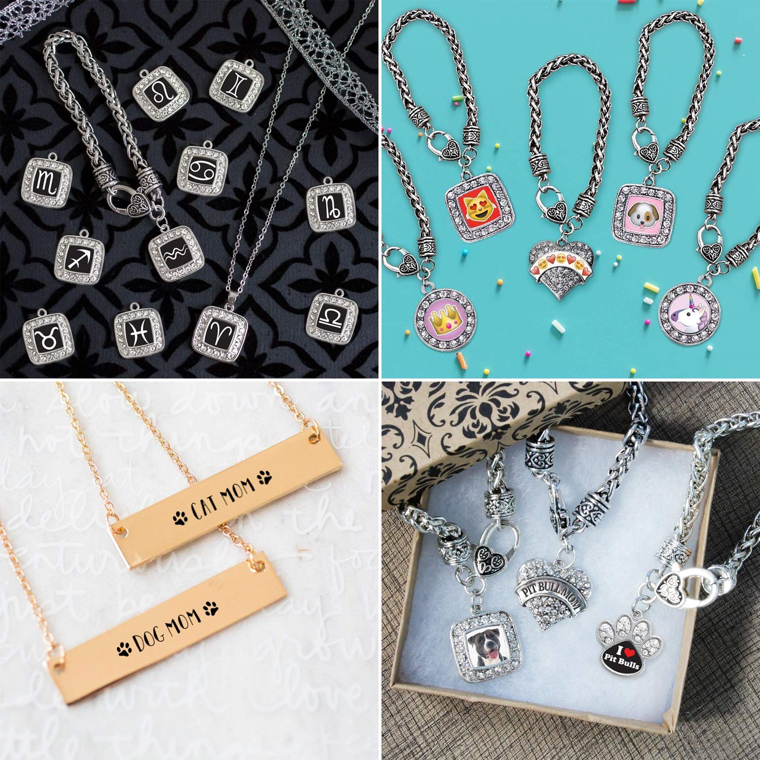 **Inspired Silver - Sterling Silver Square Charm Bracelet with Cubic Zirconia Jewelry for Women | Elegant & Dainty Fashion Bracelet for Parties, Weddings & Everyday Wear**