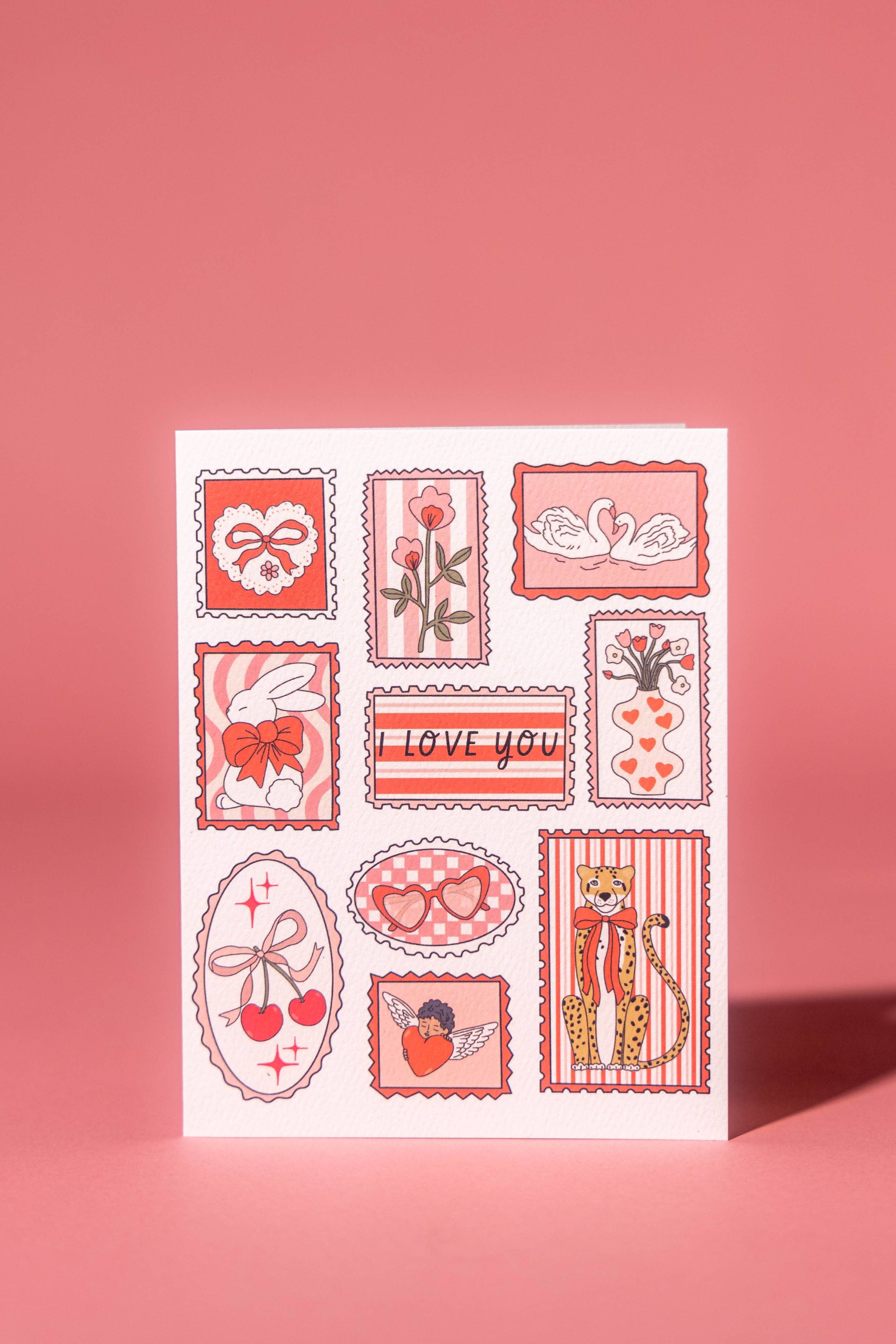 Valentine's Day Greeting Card with Stamps - Perfect for Romantic Gifts, Love Letters & Special Occasions