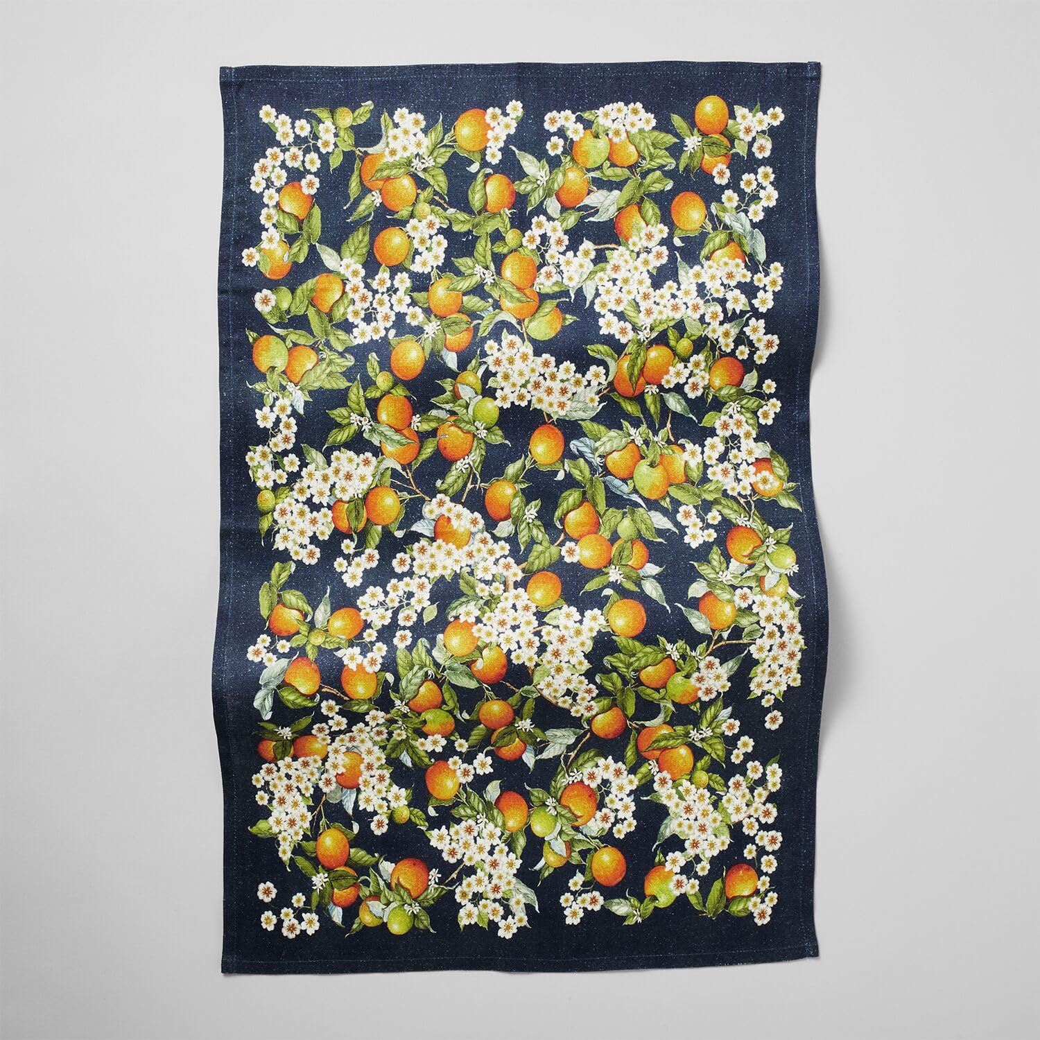 Sur La Table Orange Blossoms Linen Kitchen Towel - Yellow | Premium Absorbent Dish Cloth for Drying Hands & Dishes | Perfect for Farmhouse & Modern Kitchens