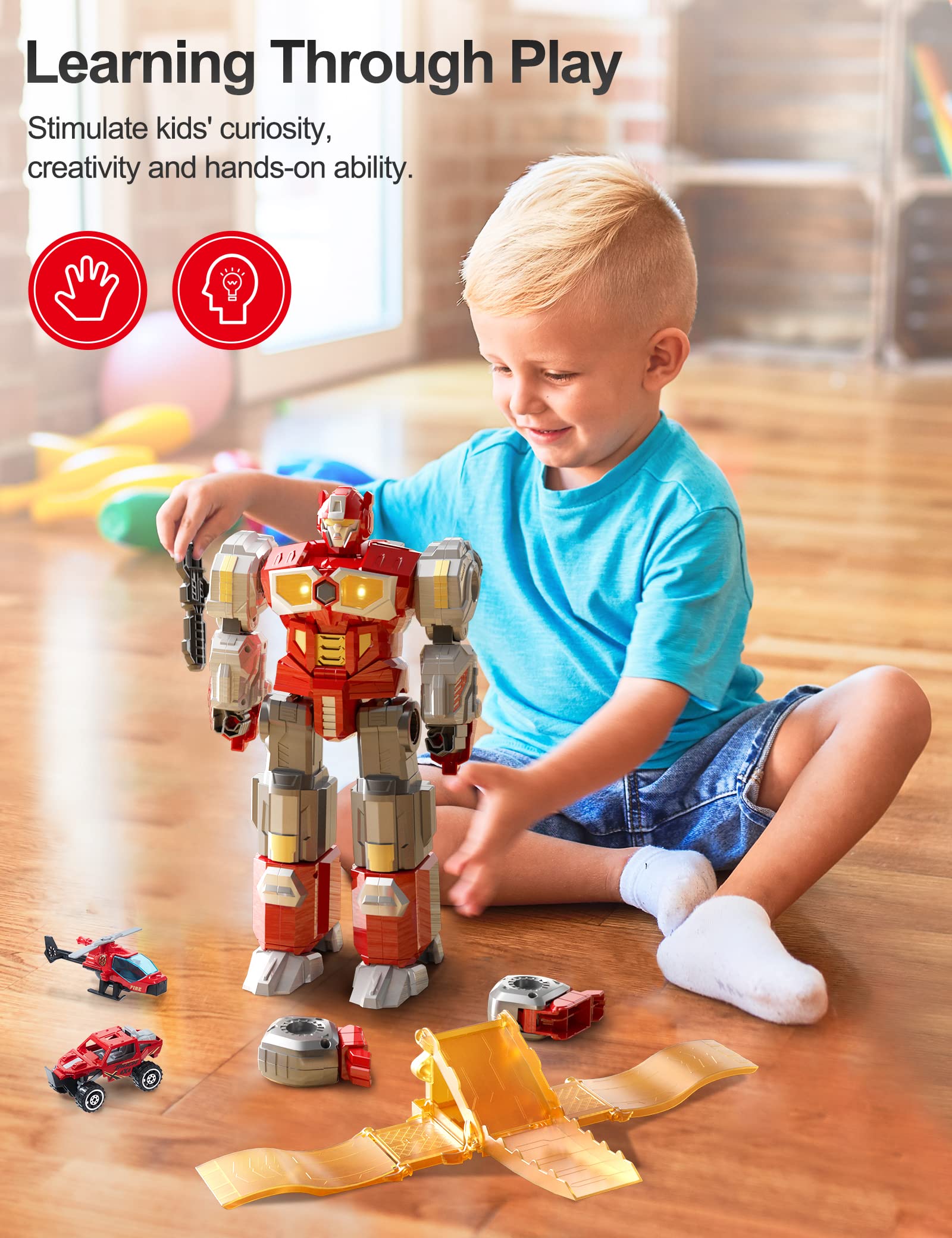 Magnetic Dinosaur Robot Transforming Toys - 3 in 1 Action Figures for Kids with Battle Guns, Cars & Airplane Models - STEM Educational Building Toy for Creative Play | Perfect for Birthday Gifts & Pretend Battles