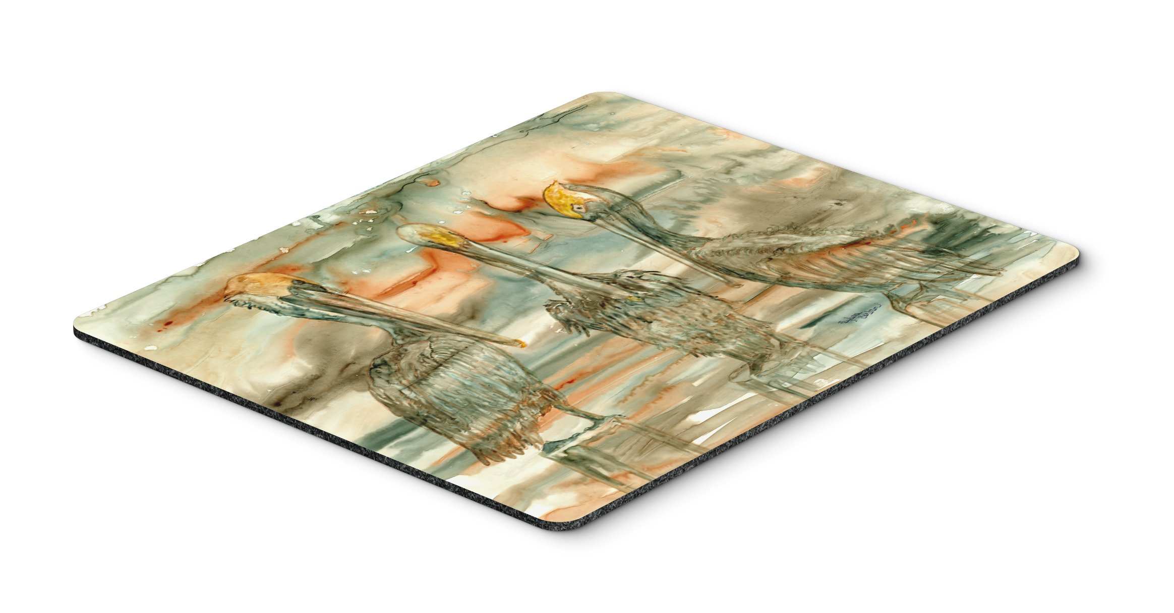 Caroline's Treasures 8980MP Abstract Pelicans on Their Perch Mouse Pad - Large Washable Non-Slip Desk Mat for Home Office, Gaming, Computer & Laptop Use | Perfect Workstation Accessory & Hot Pad Trivet for Kitchen