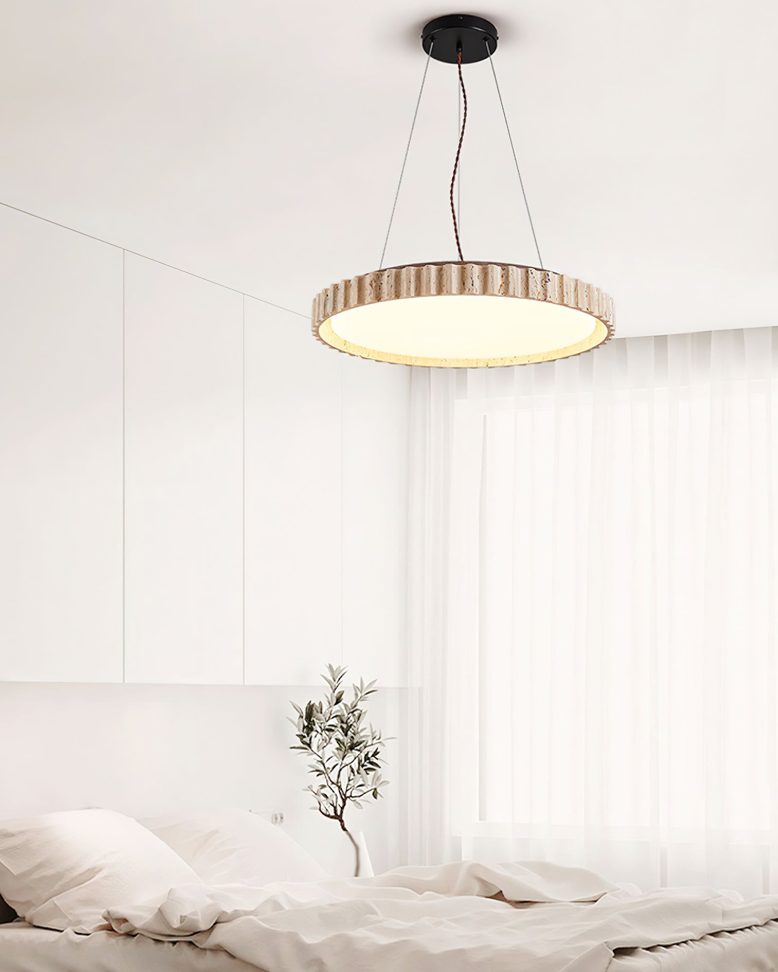 Modern Grove Circle Pendant Light - Sleek Minimalist Hanging Fixture for Kitchen Island, Dining Room & Bedroom Lighting - Energy Efficient LED Chandelier for Home Decor