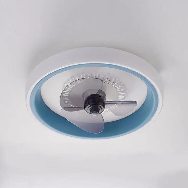 Modern Round Clear Glass Ceiling Fan with LED Light - Perfect for Living Room, Bedroom, and Office Spaces