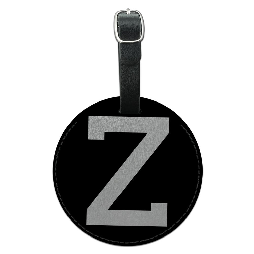 Personalized Letter Z Initial Black & White Round Leather Luggage Tag - Custom ID Name Tag for Suitcases, Carry-On Bags & Travel Accessories - Perfect for Airports, Business Trips & Vacation Travel