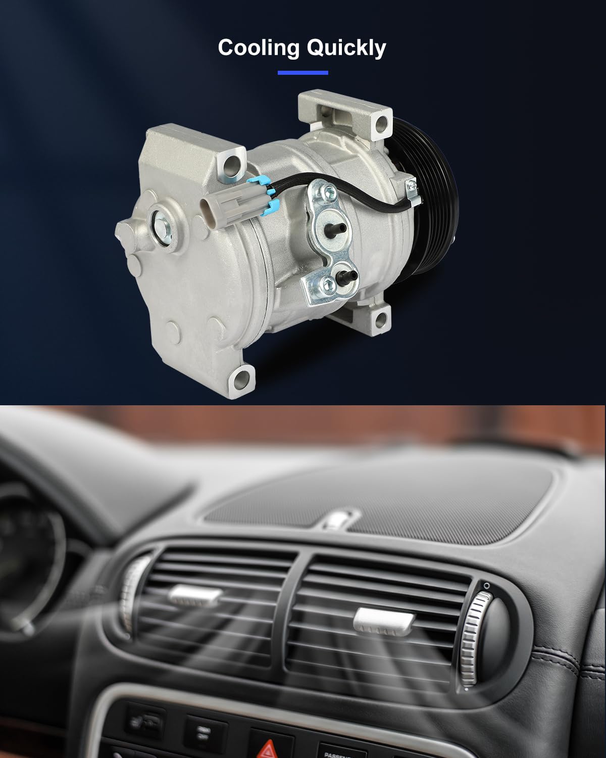 ECCPP AC Compressor for Chevrolet Express 1500/2500/3500 4.3L (2003-2009) - Fast Cooling Air Conditioning Compressor Replacement - Perfect for Summer Road Trips & Hot Weather Driving