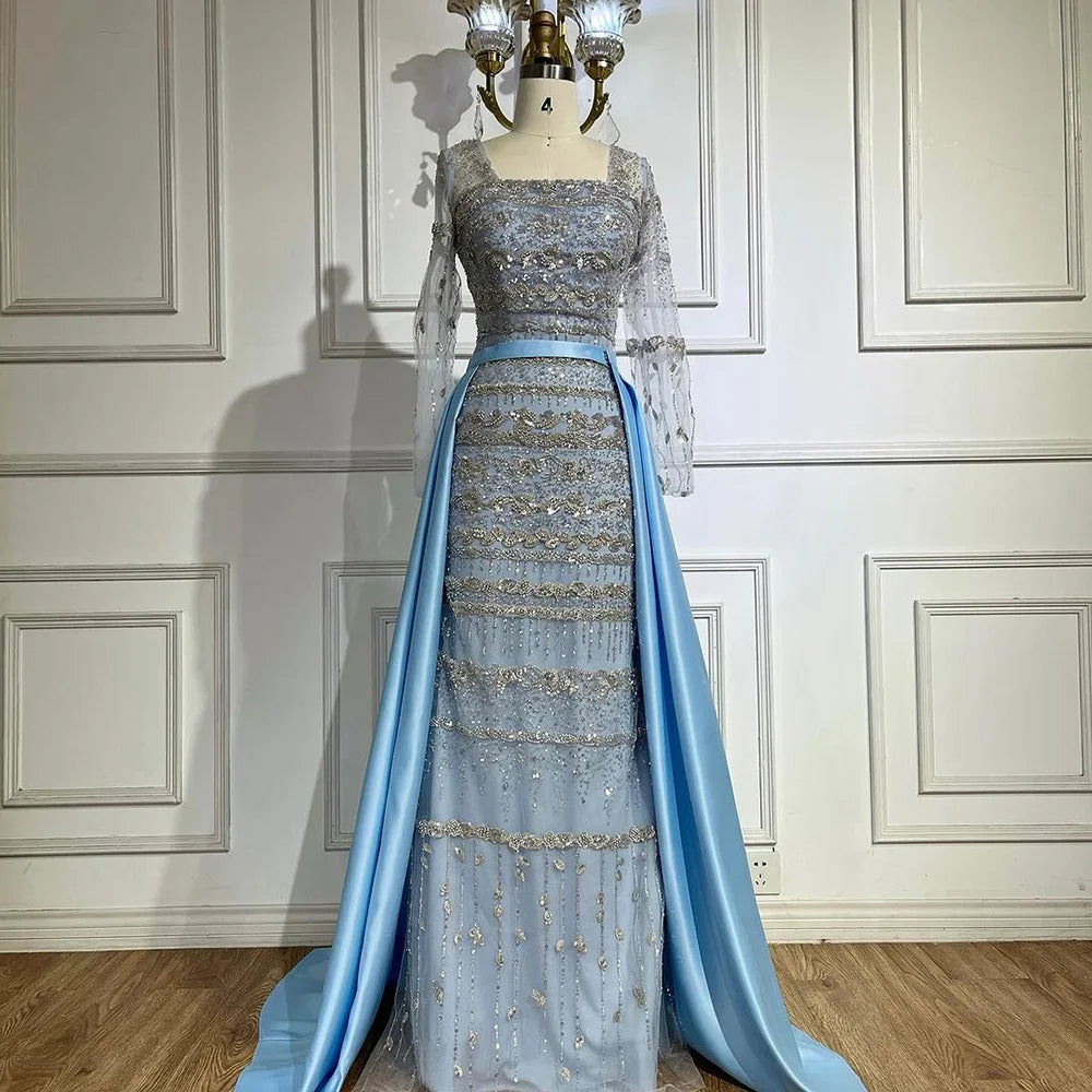 Luxury Dubai Arabic Sage Green Mermaid Evening Dress Gowns for Women - Elegant Formal Party Gown for Prom, Wedding, Gala & Special Occasions