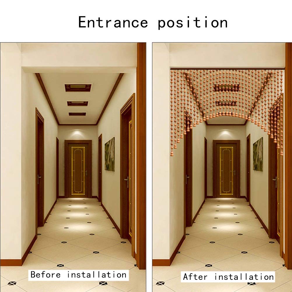 PENGFEI Natural Wooden Bead Curtain - 31 Strings Room Divider Doorway Partition (120x80cm, 60-120cm Width) - Boho Home Decor for Bedroom, Living Room & Entryway